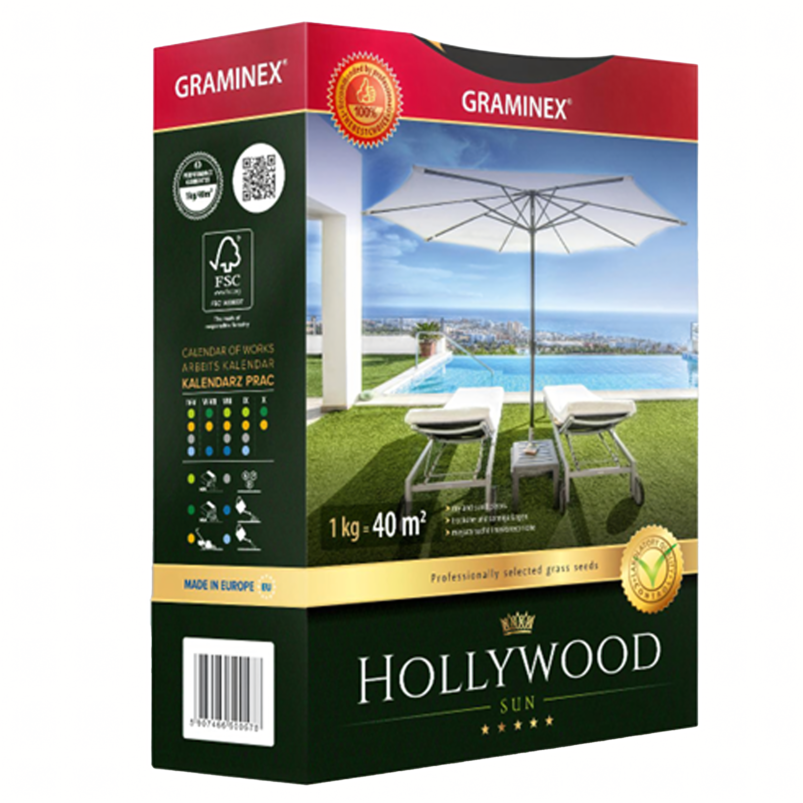 Premium Grass Seed Mix HOLLYWOOD 1kg for Sunny Dry Areas