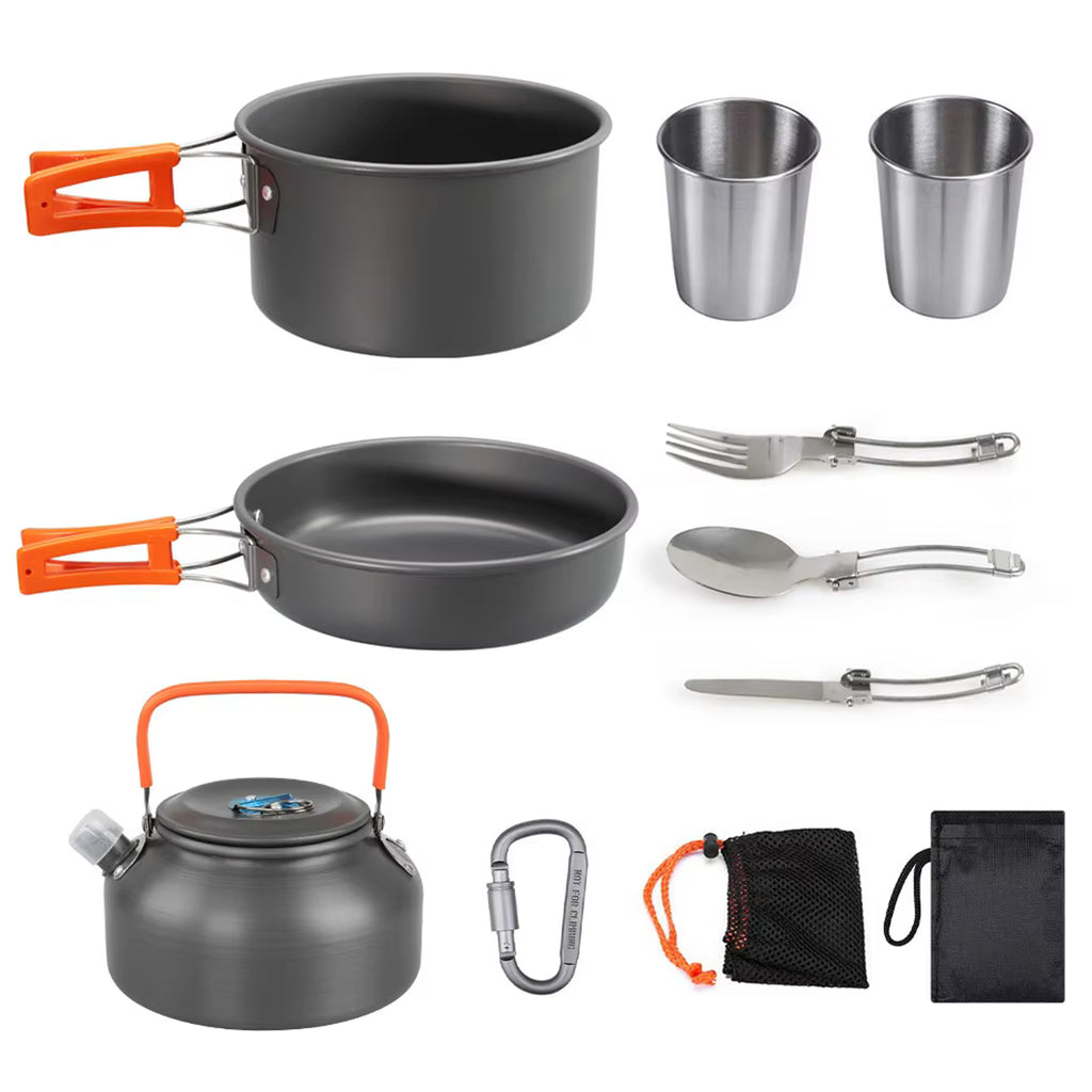 LARGE SURVIVAL SET CAMPING UTENSIL TOURIST POTS XXL FRYING PAN