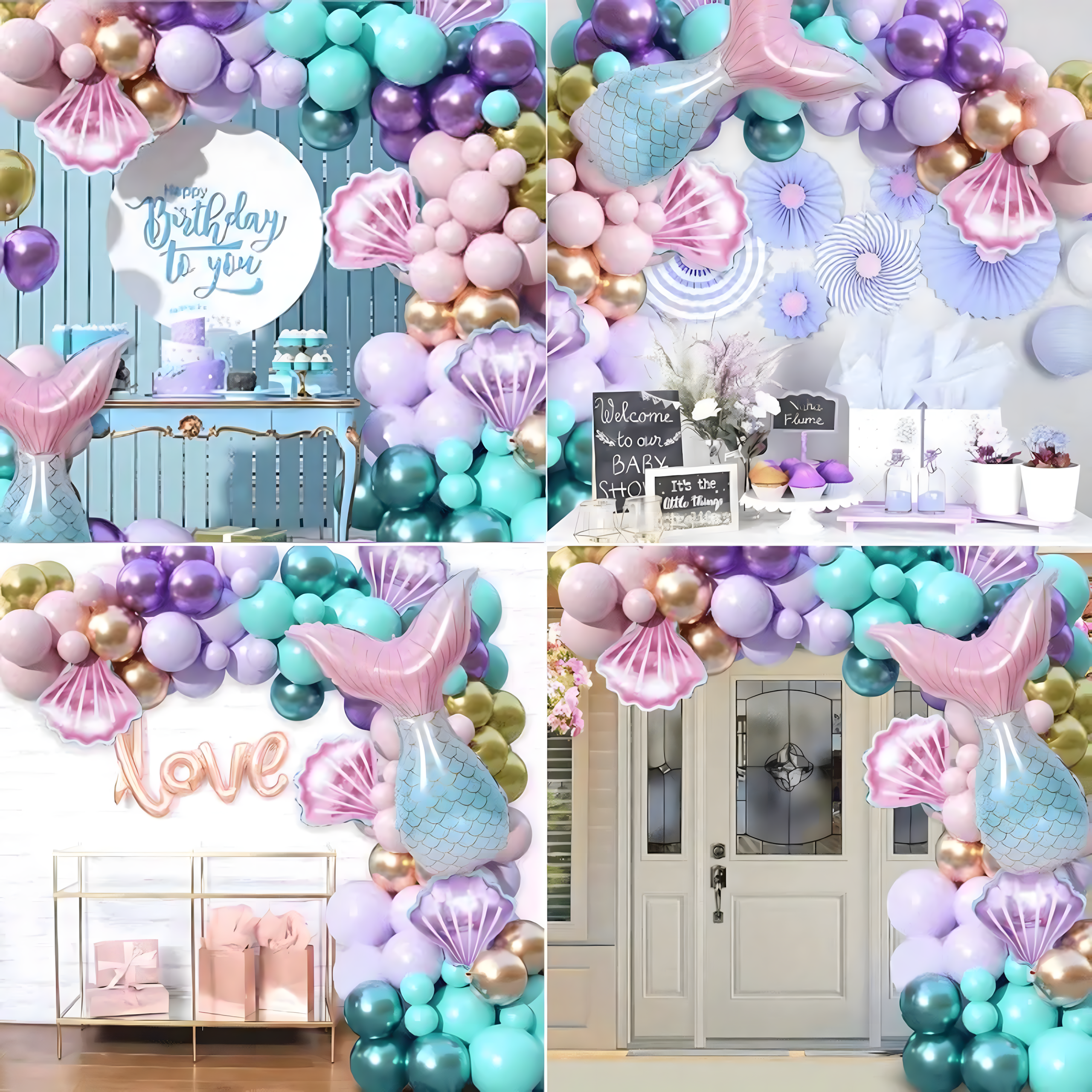 Õhupallikaare õhupallikomplekt, merineitsi sünnipäeva õhupallid, 97 tk