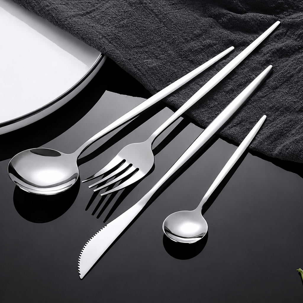 24-Piece Cutlery Set for 6 People with Glossy Finish and Box