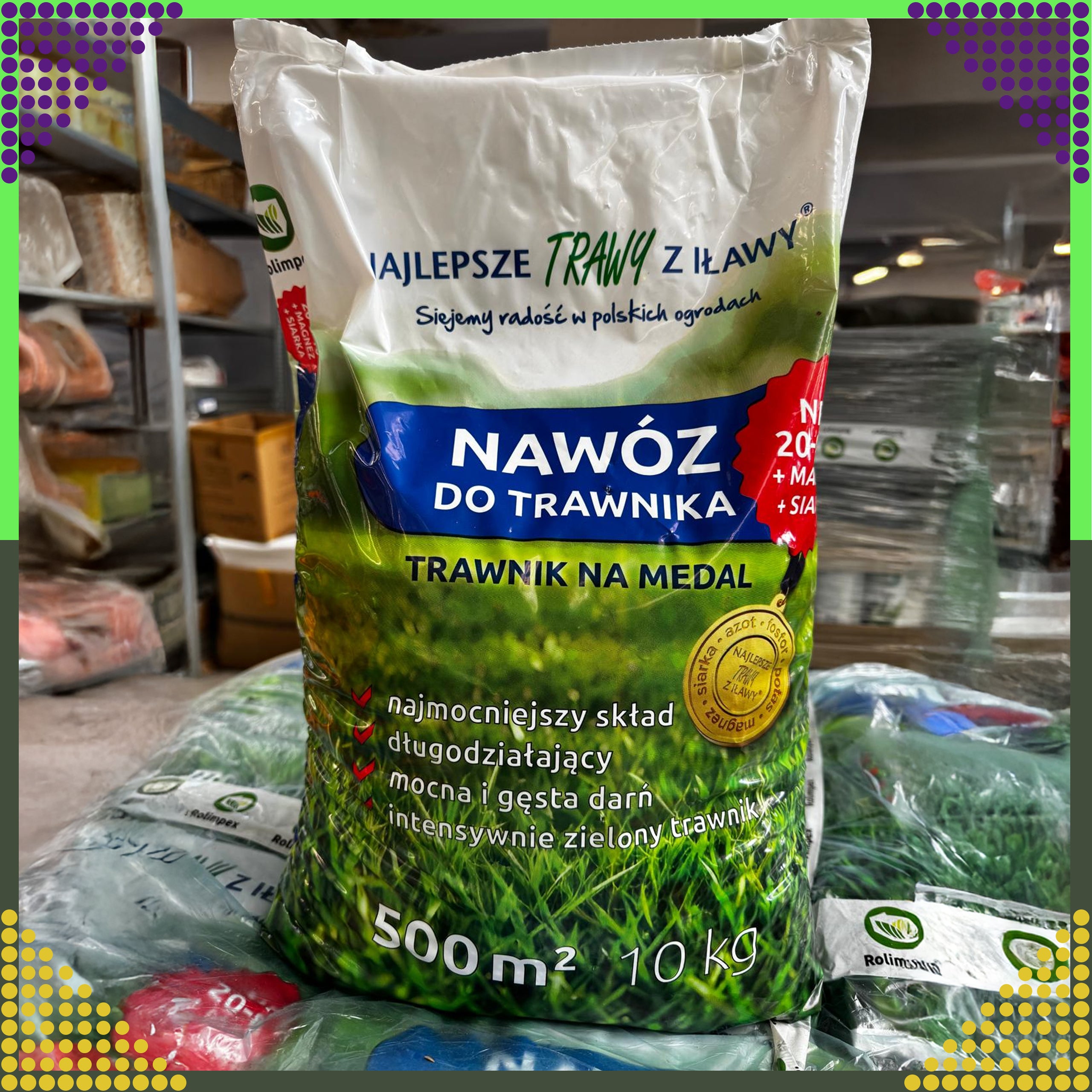 Mitmekomponentne NPK 20-8-10 muruväetise graanulid 10 kg 500 m² jaoks