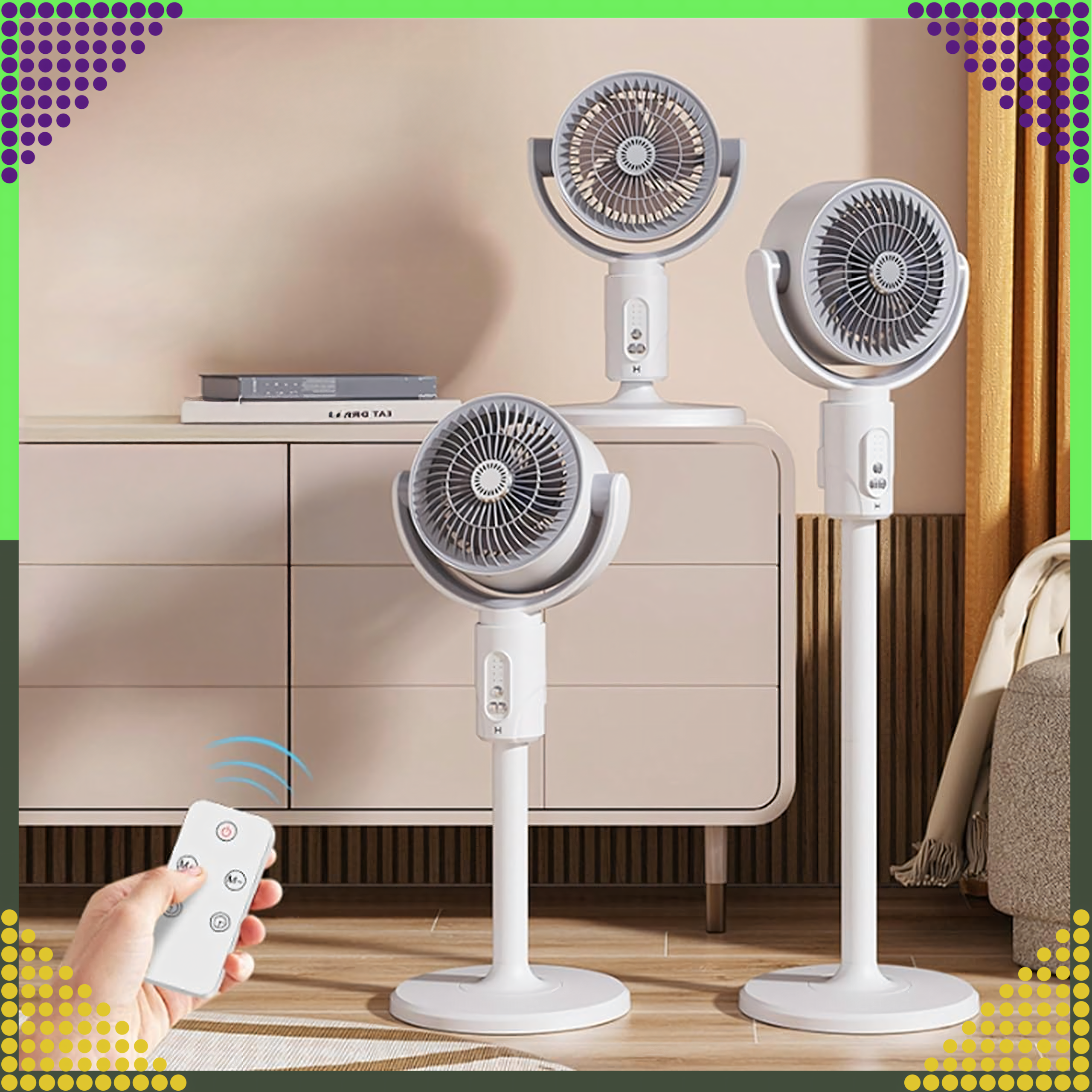 Juhtmevaba põrandaventilaator, terrassile, põrandale, kontorisse, kaugjuhtimispuldiga