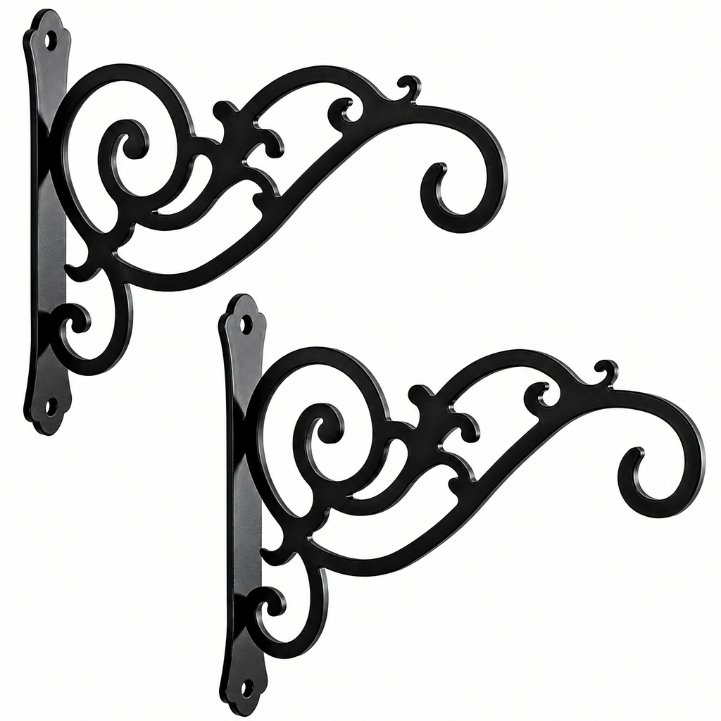 2x Metal Wall Hooks for Hanging Flower Pots and Garden Baskets