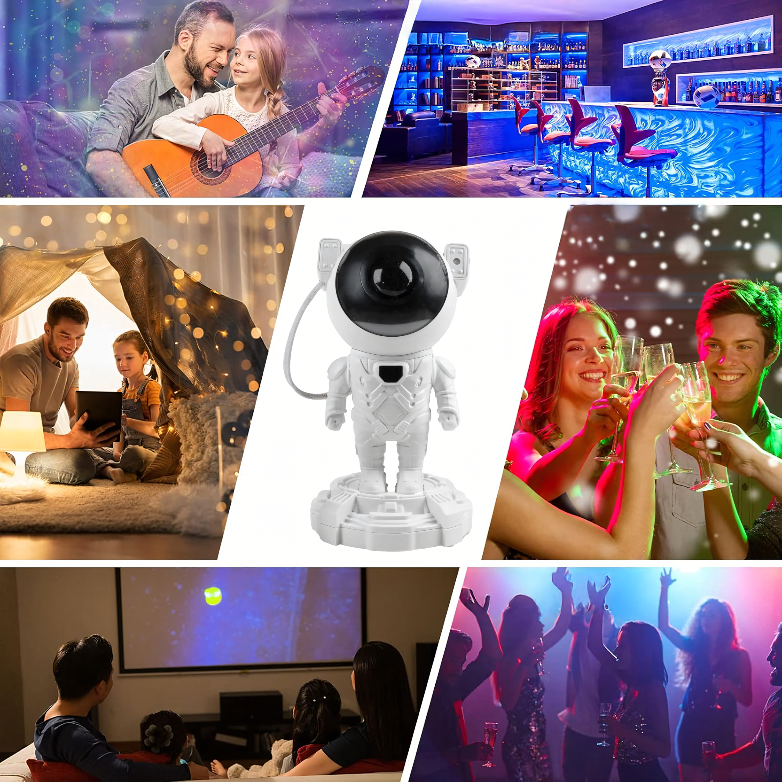 Tähtede projektor Astronaut Öölamp Projektor lapsele Kosmos Kaugjuhtimispult