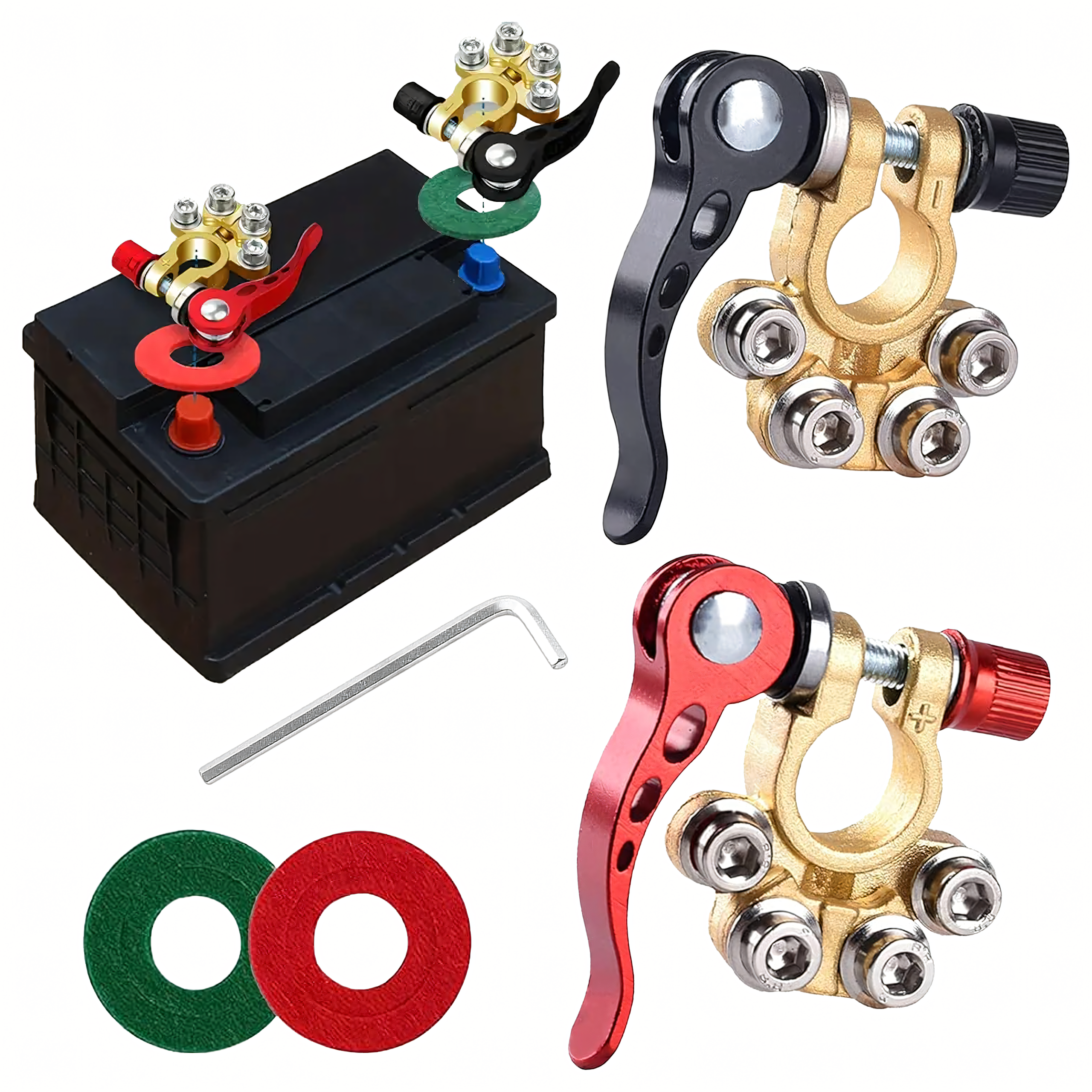 2x klemmiklambrid ühendusklemmid aku klemmid positiivne negatiivne komplekt 6-24V