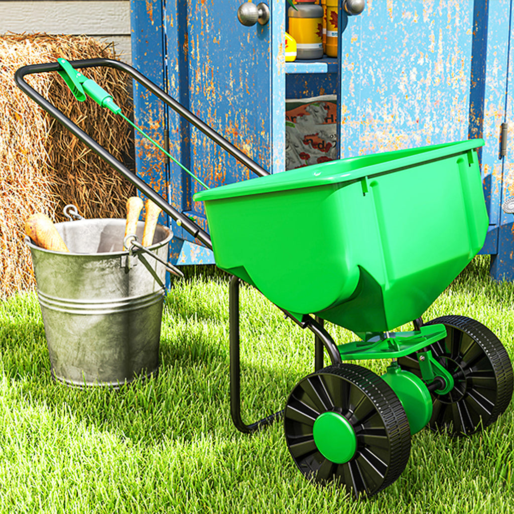 Universal Handheld Spreader for Fertilizers, Grass Seed, Sand, and Salt