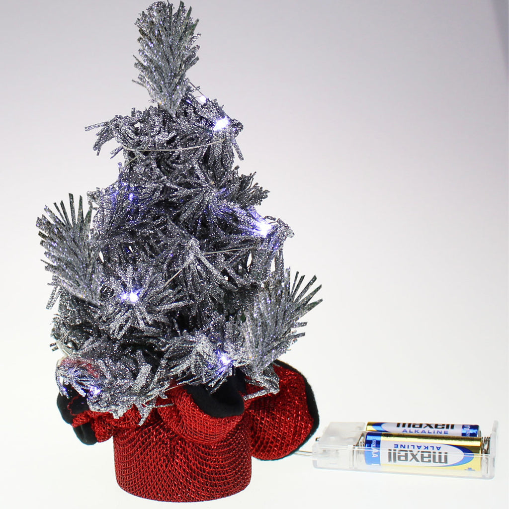 Jõulupuu dekoratiivsed LED-tuled kunstlik hõbedane kaunistus 20 cm