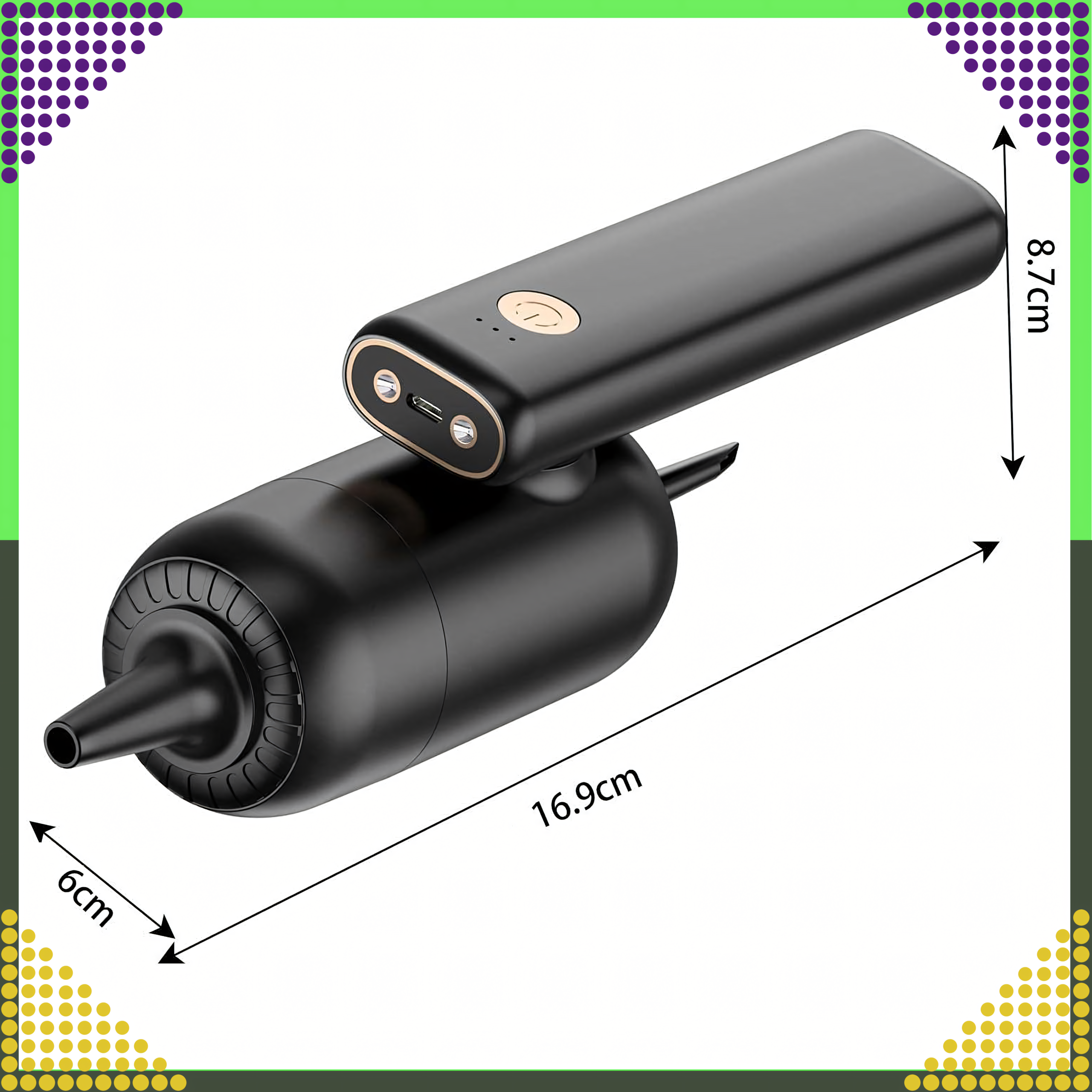 Handheld Cordless Car Vacuum Cleaner 2in1 with LED Blower