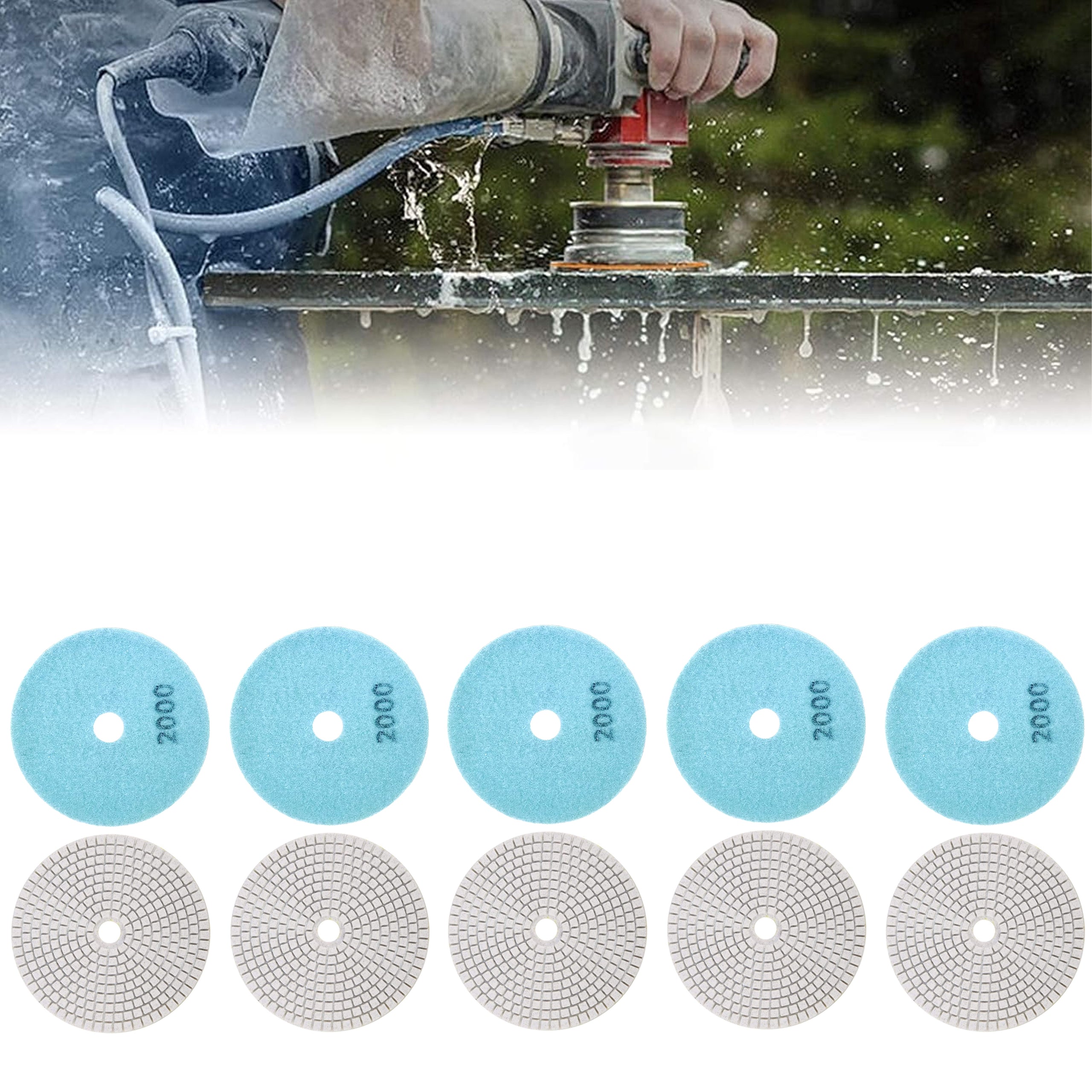 10x Diamond Polishing Disc 80mm for Grinding Porcelain Tiles with Velcro 2000