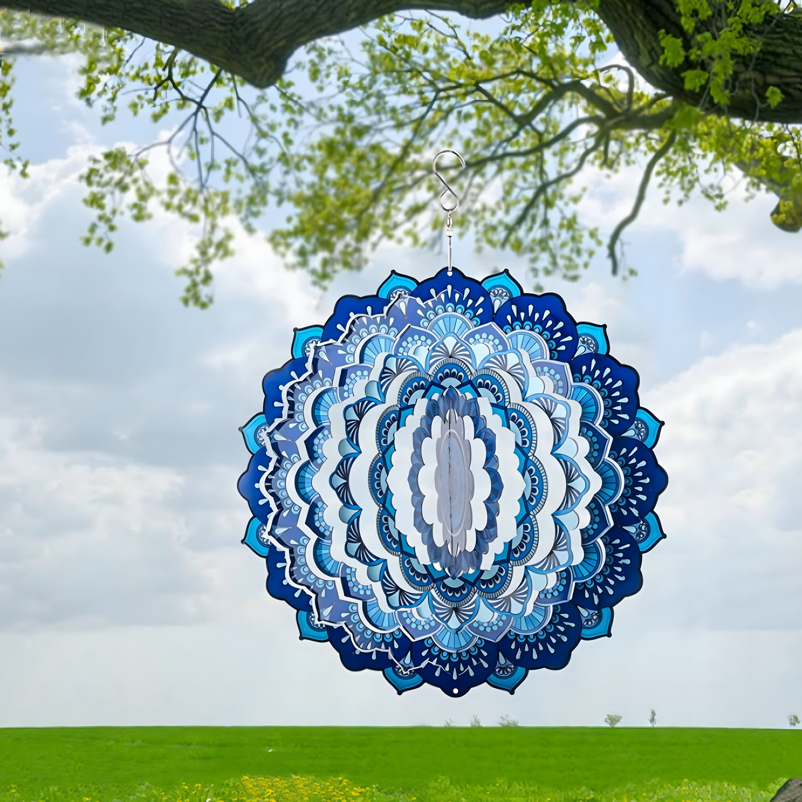Hanging Spinner Decoration Wind Catcher 12” 3D Mandala