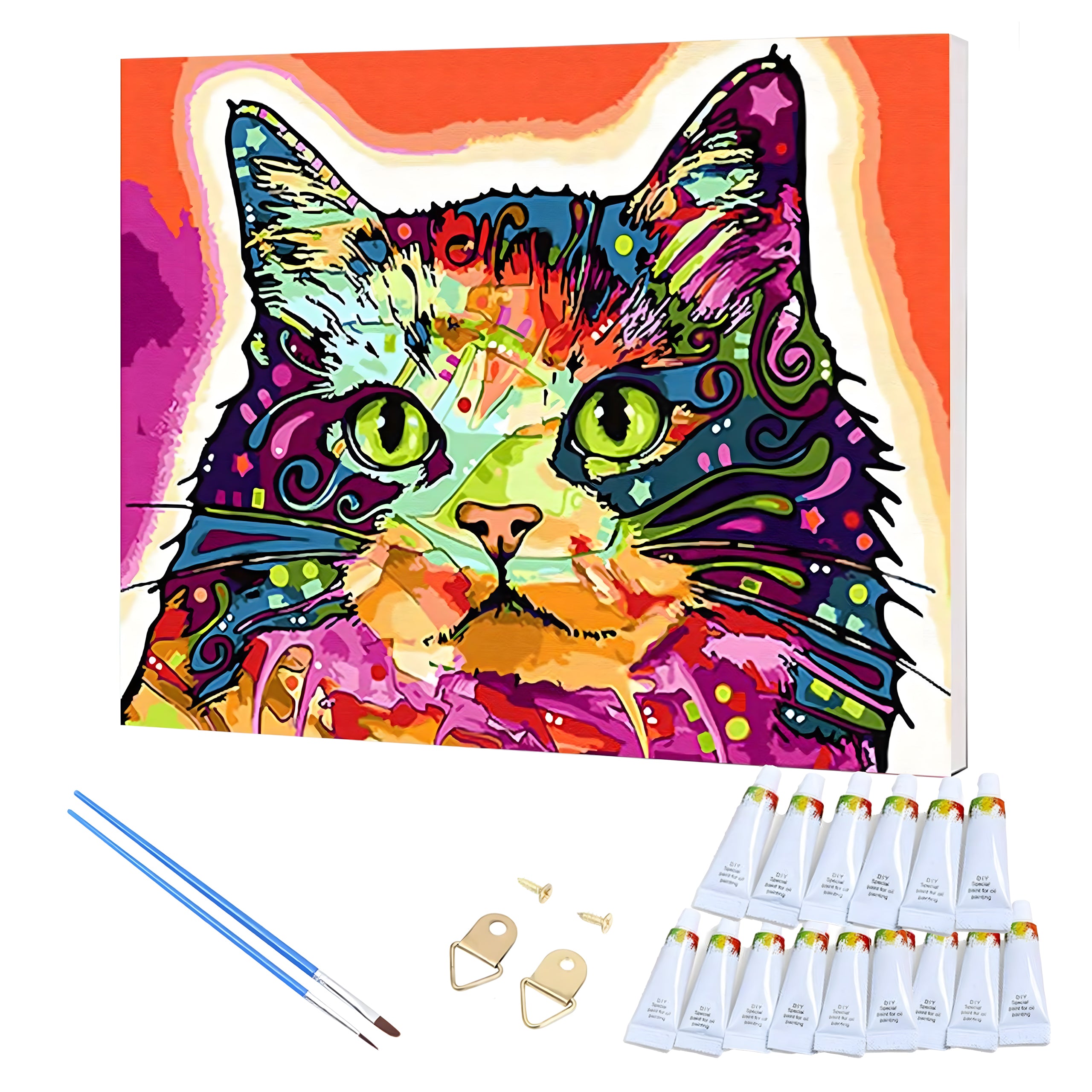 Numbrimaali pilt raamiga, isetegemise komplekt, pintslid, värv, lõuend 30x40