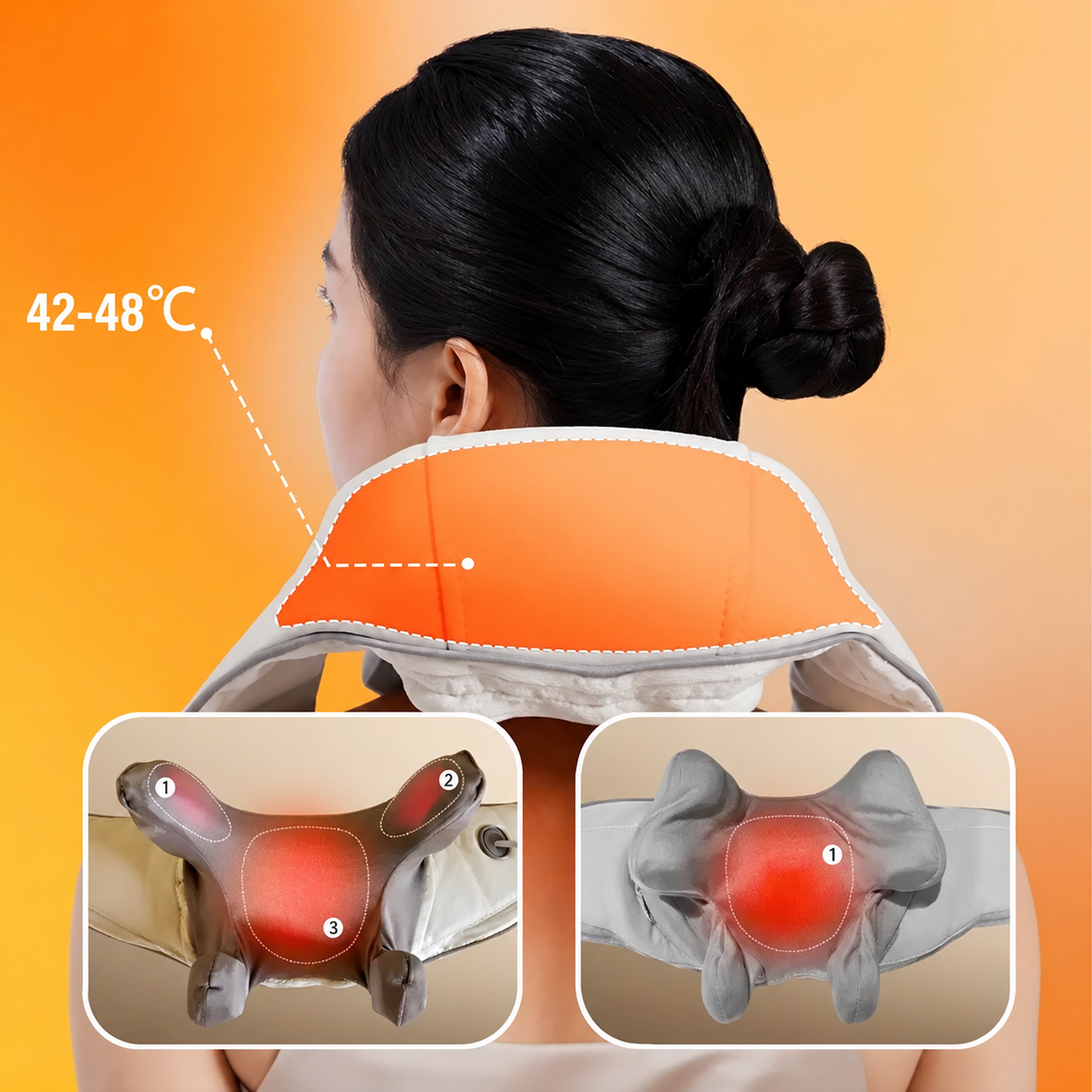 Shiatsu kaela-, turja- ja seljamasseerija soojendava kraega RC-K-1812-14205