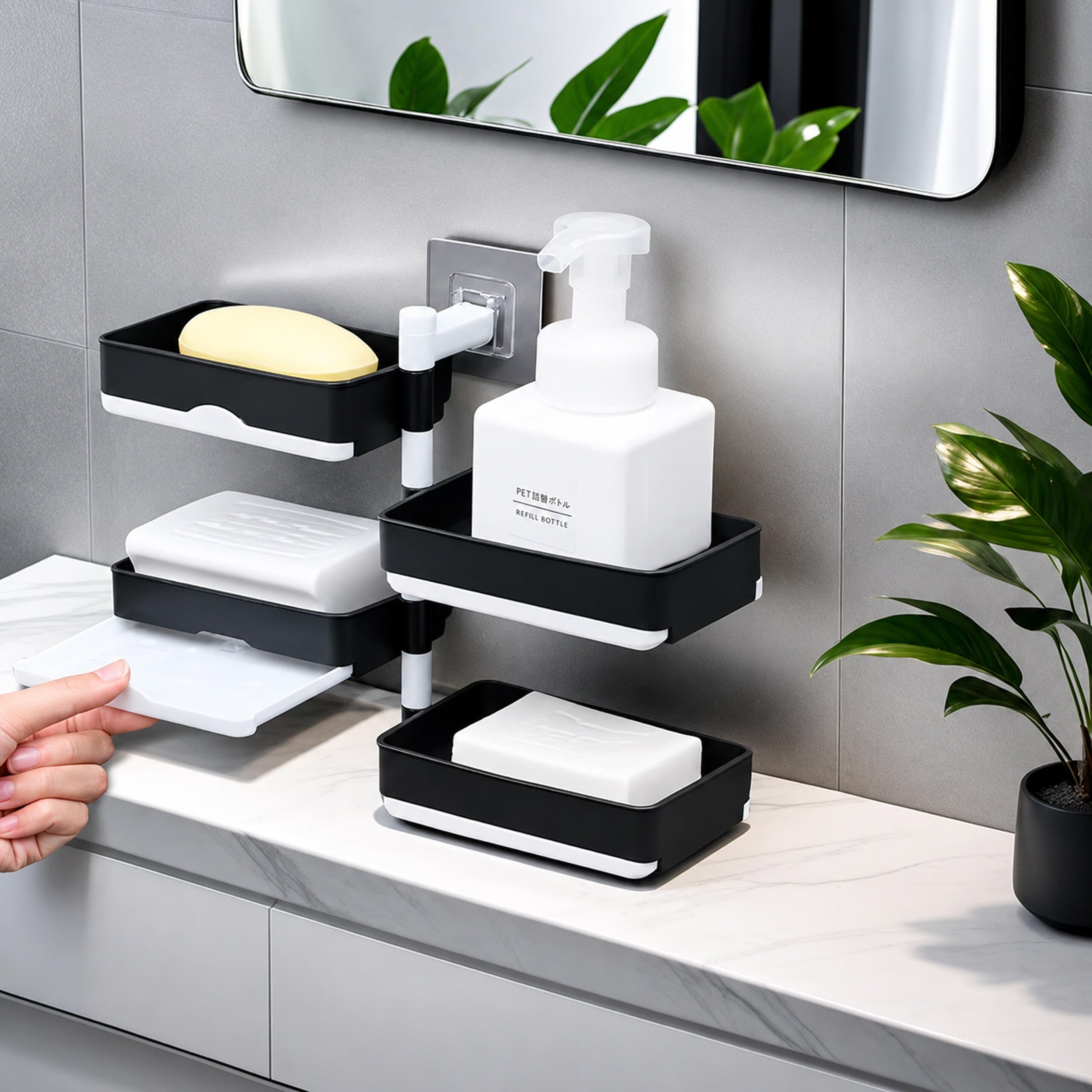 432x Bathroom Soap Dish 4-Tier Rotating Shelf with Drain