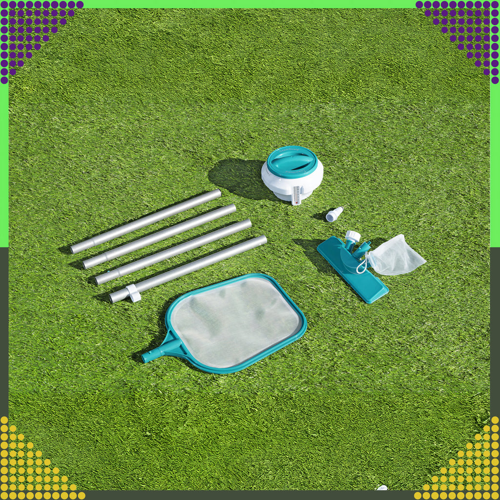 Bestway 58794 basseini hooldus- ja puhastuskomplekt võrguga, pulgaga, pH ribade ja plaastriga
