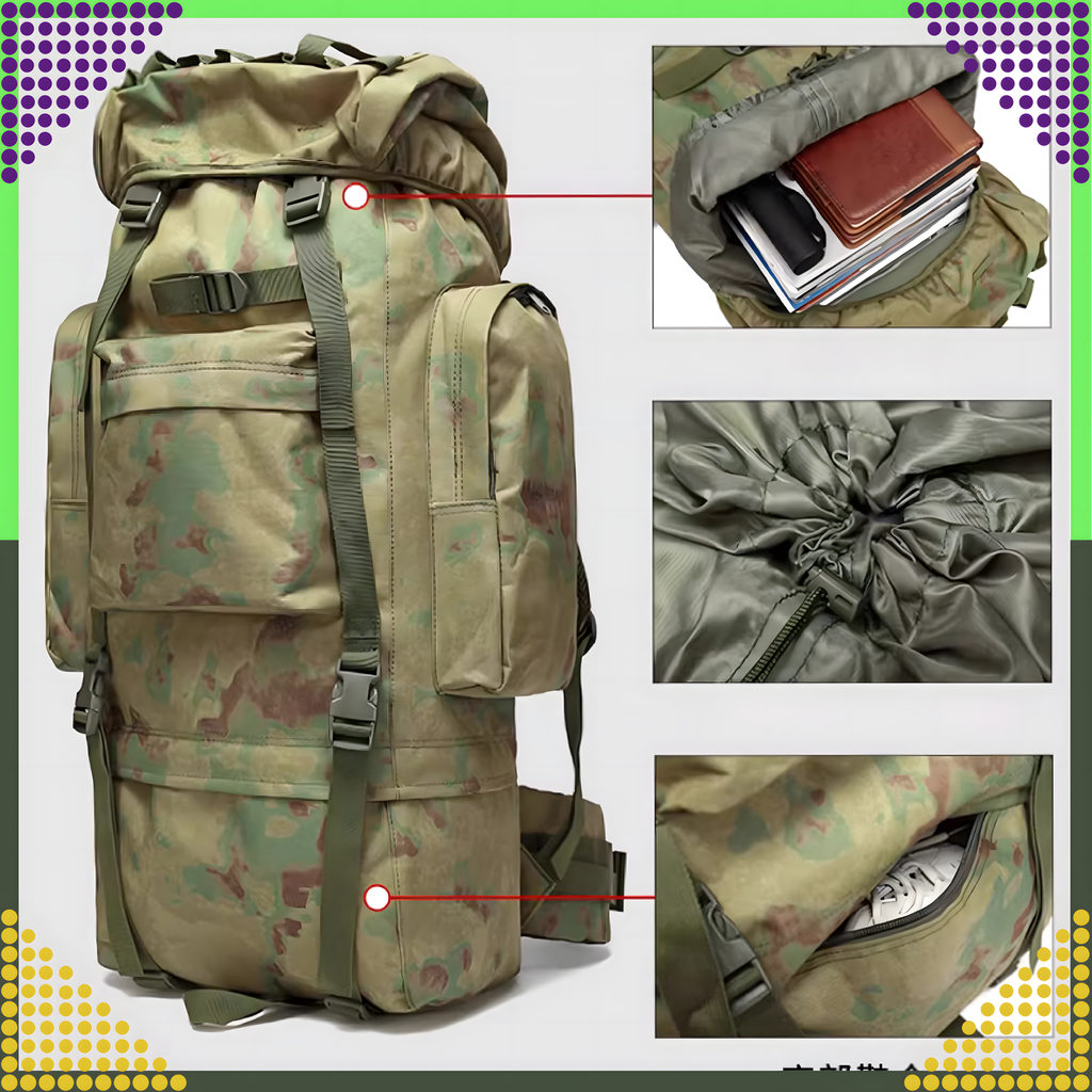 Tactical Backpack Military Tourist Survival Mountain Large 65L