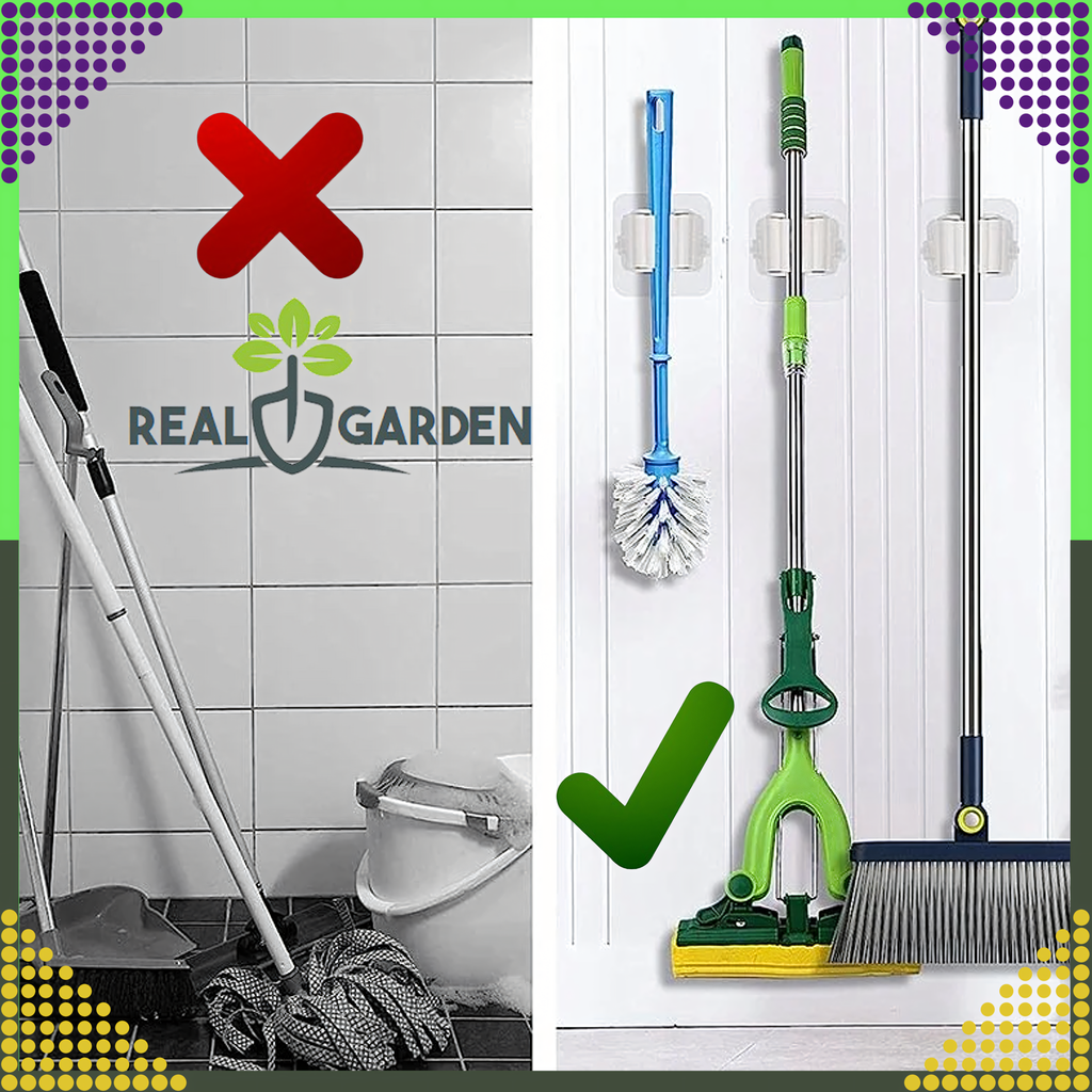 Wall Mop Hanger Holder for Mops Brushes Brooms Tools Self-Adhesive