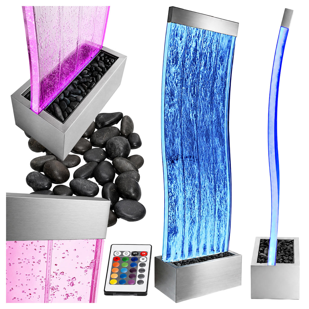 Freestanding Bubble Water Wall Fountain with LED Colors 183x50x28cm