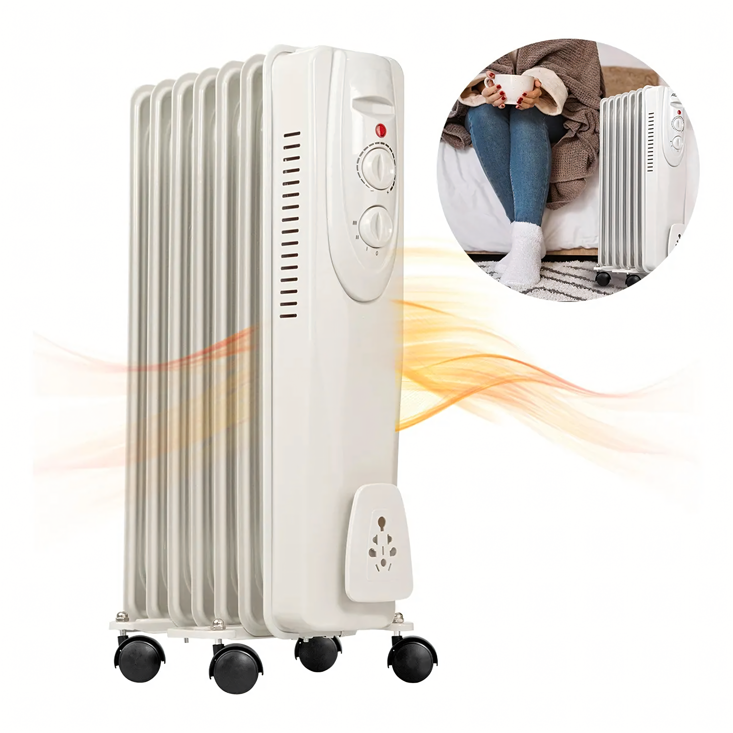 Electric Oil Radiator Thermostat Energy-Saving 1500W 7-Rib Large