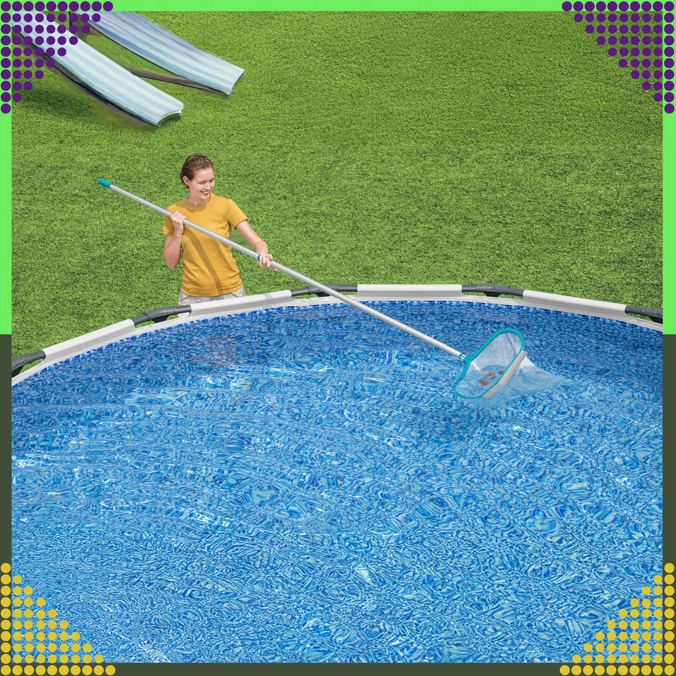 Bestway 58661 AquaNet Deluxe võrguga basseini lehekoguja 50x48x2.8 cm