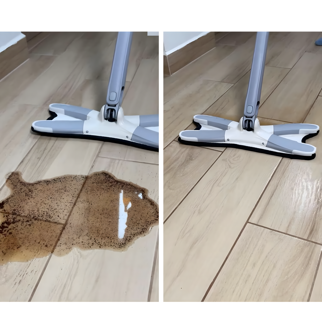 Flat Foldable Spin Mop with Twist Butterfly Wringer and Refill