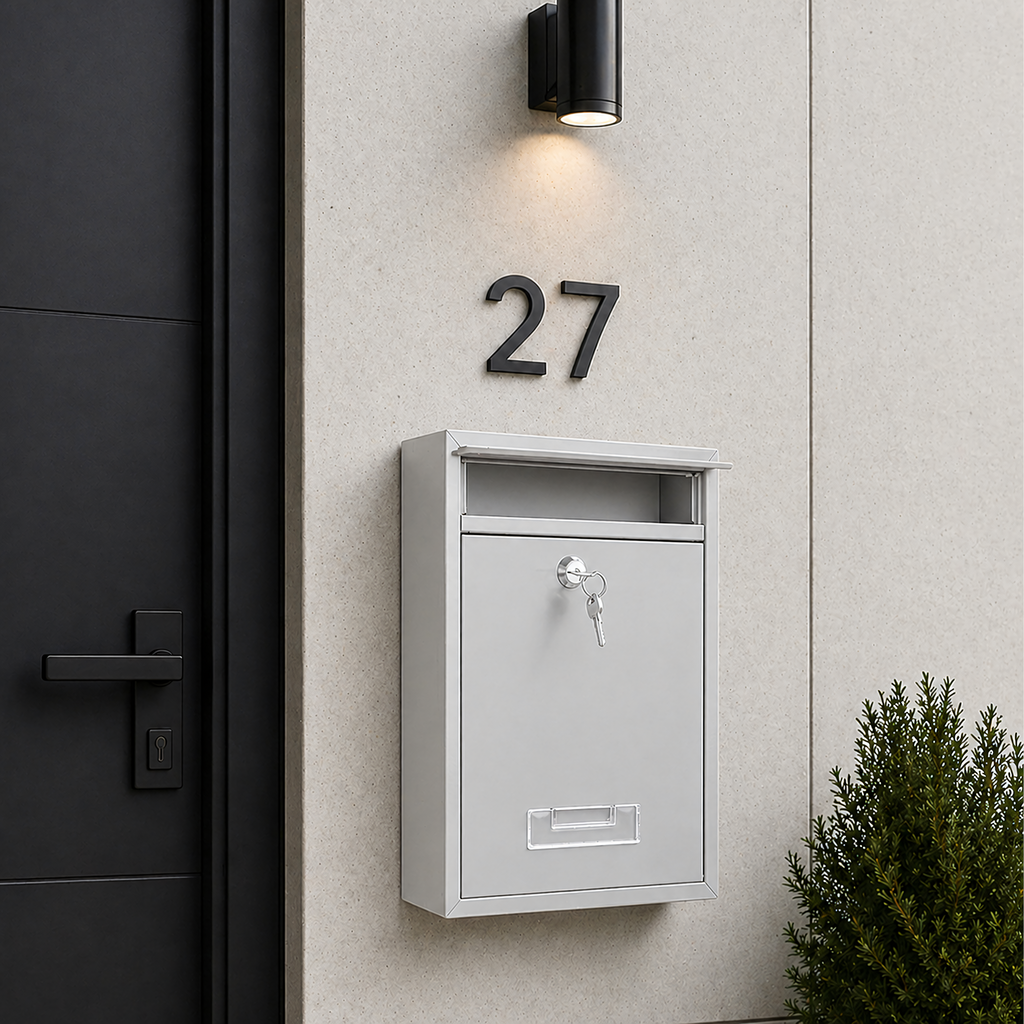Steel Mailbox with Key Lock and Window 192 pcs Gray