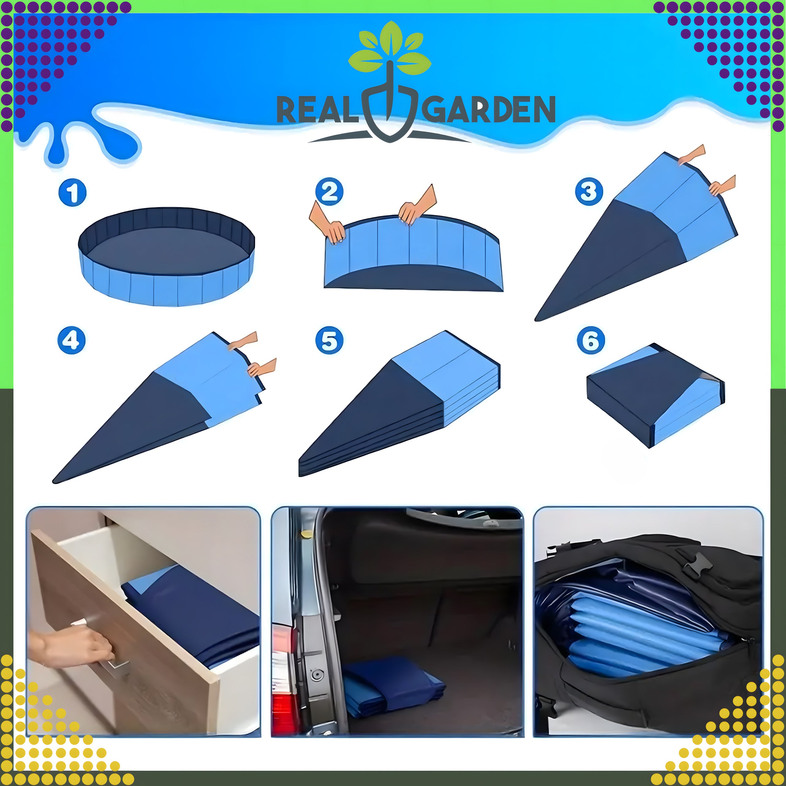 Tugev aiandusloomade ujumisbassein jahutamiseks ja pesemiseks, kokkupandav, 60x20cm