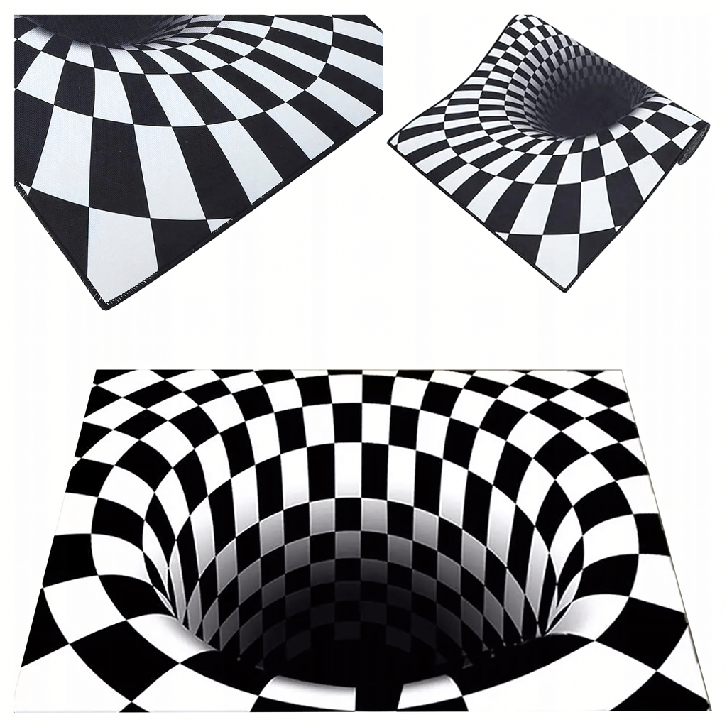 Chodnik Dywanik Mata Wycieraczka z Efektem 3D Iluzja Biała Dziura 60x40cm