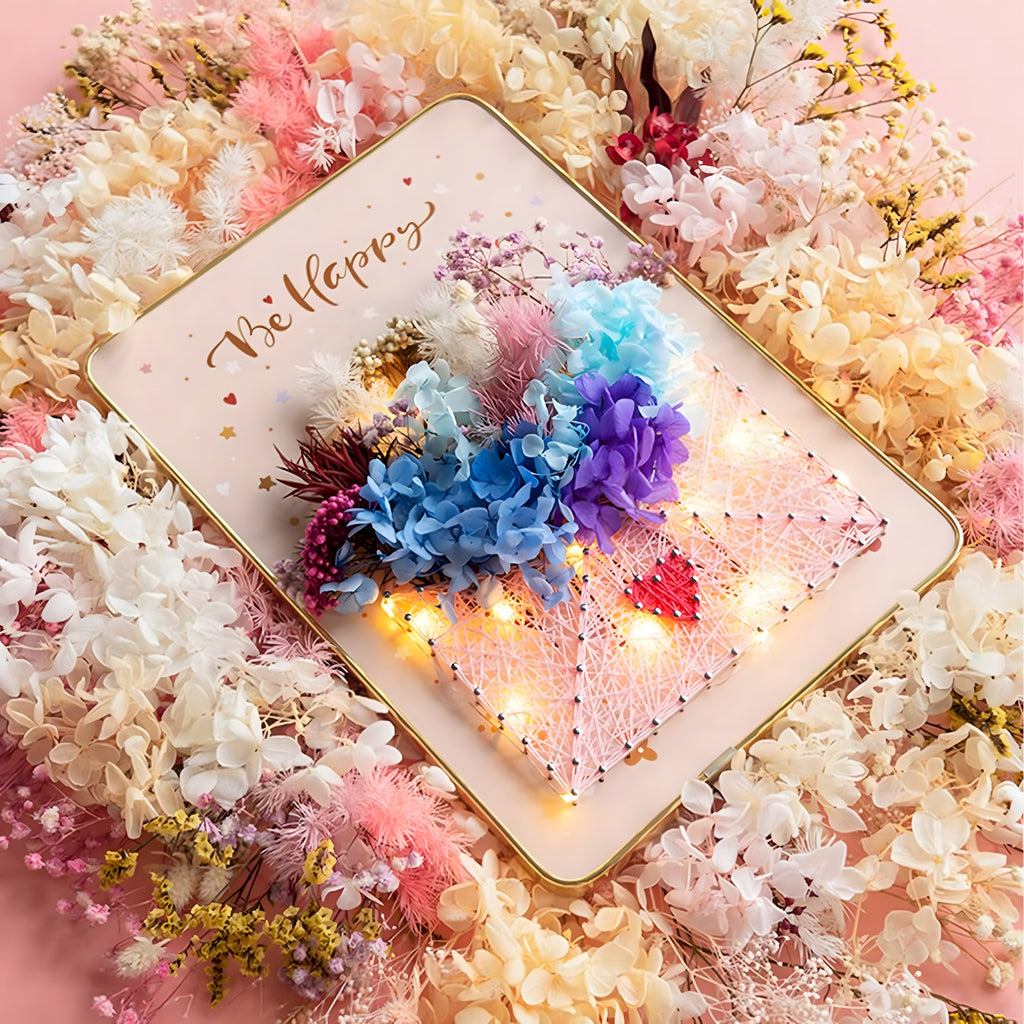 Loominguline komplekt niidikunstiks, Interroad tikkimine, LED-pilt raamis 21x30 cm