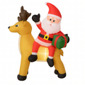Inflatable Santa Claus with Reindeer 1.5m Christmas Decoration with LED Lighting