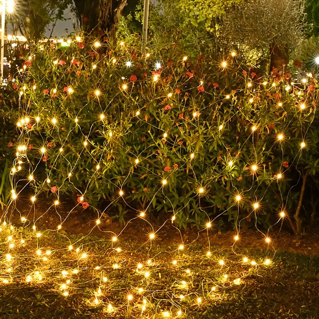 Jõuluvalguskardin 144 LED-i soe valge 2 × 2 m 8 režiimi RC-K-1900