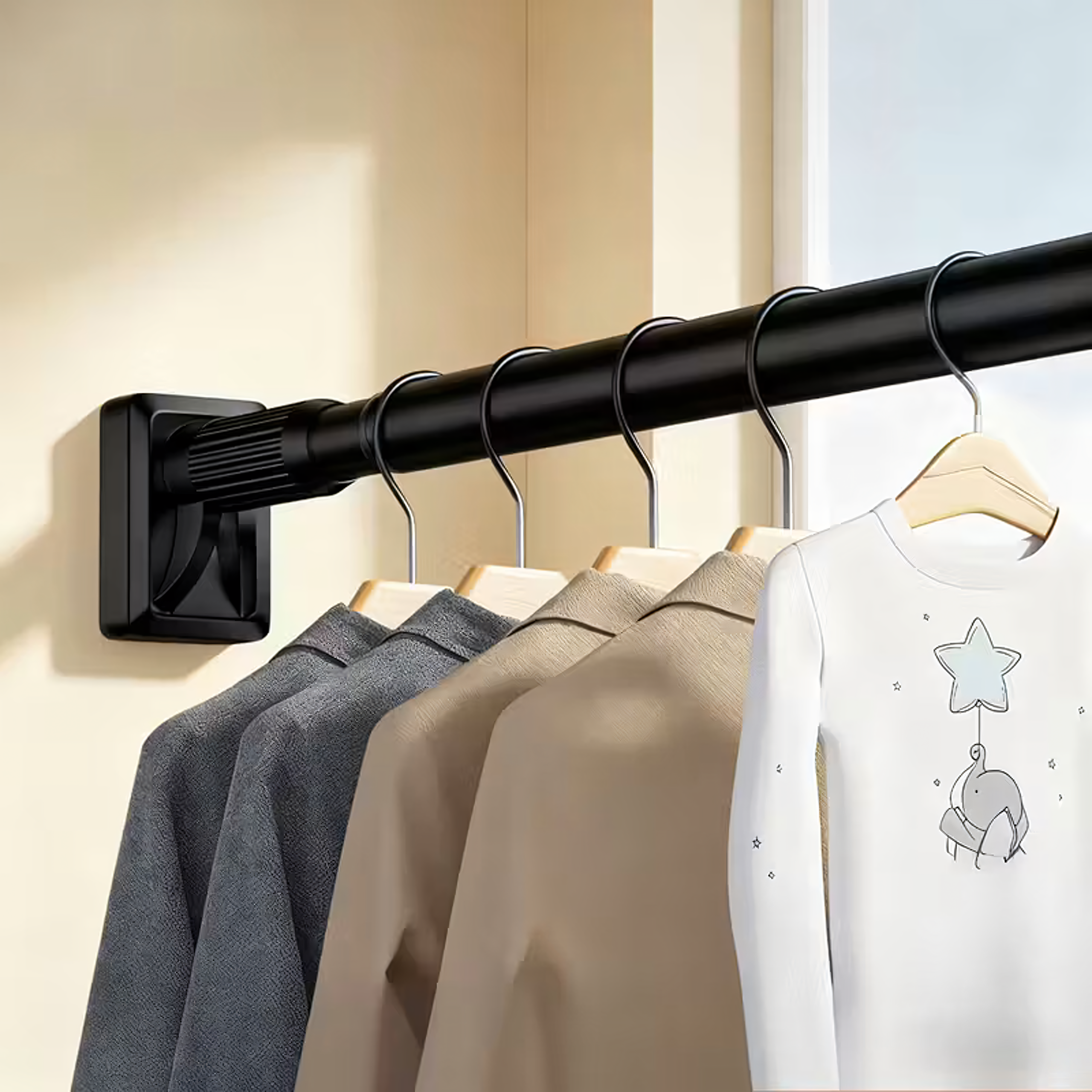 Teleskoopne kardinapuu riidepuu, pikendatav dušipuu 115-255 cm