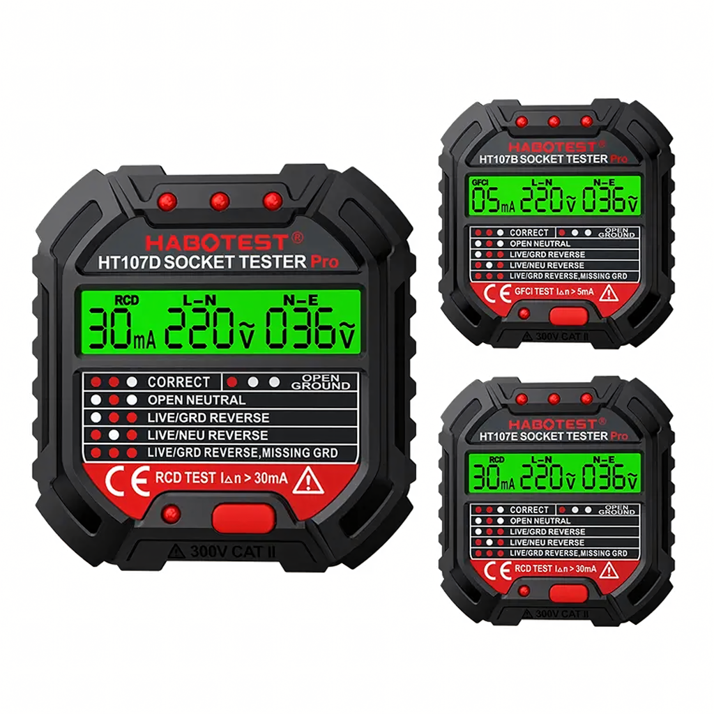 Pinge tester vooluvõrgu pistikupesadele, elektripistikupesadele, LCD RCD kontaktid