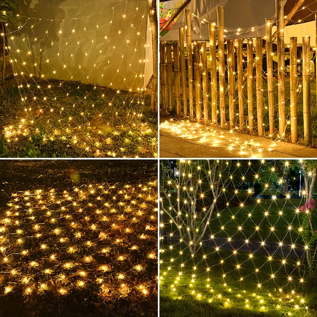 Jõuluvalguskardin 144 LED-i soe valge 2 × 2 m 8 režiimi RC-K-1900