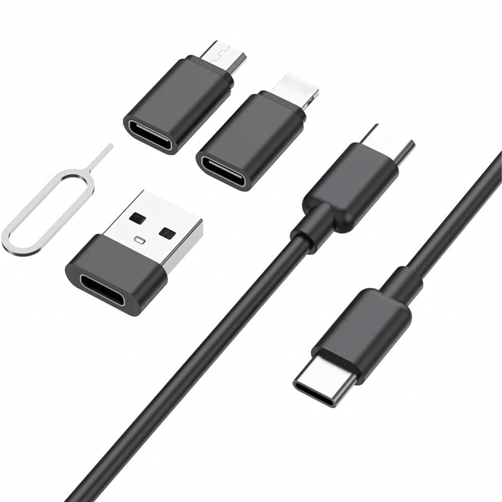 5in1 reisikorraldaja telefoni USB-C, Lightning, Micro USB-A adapterite jaoks