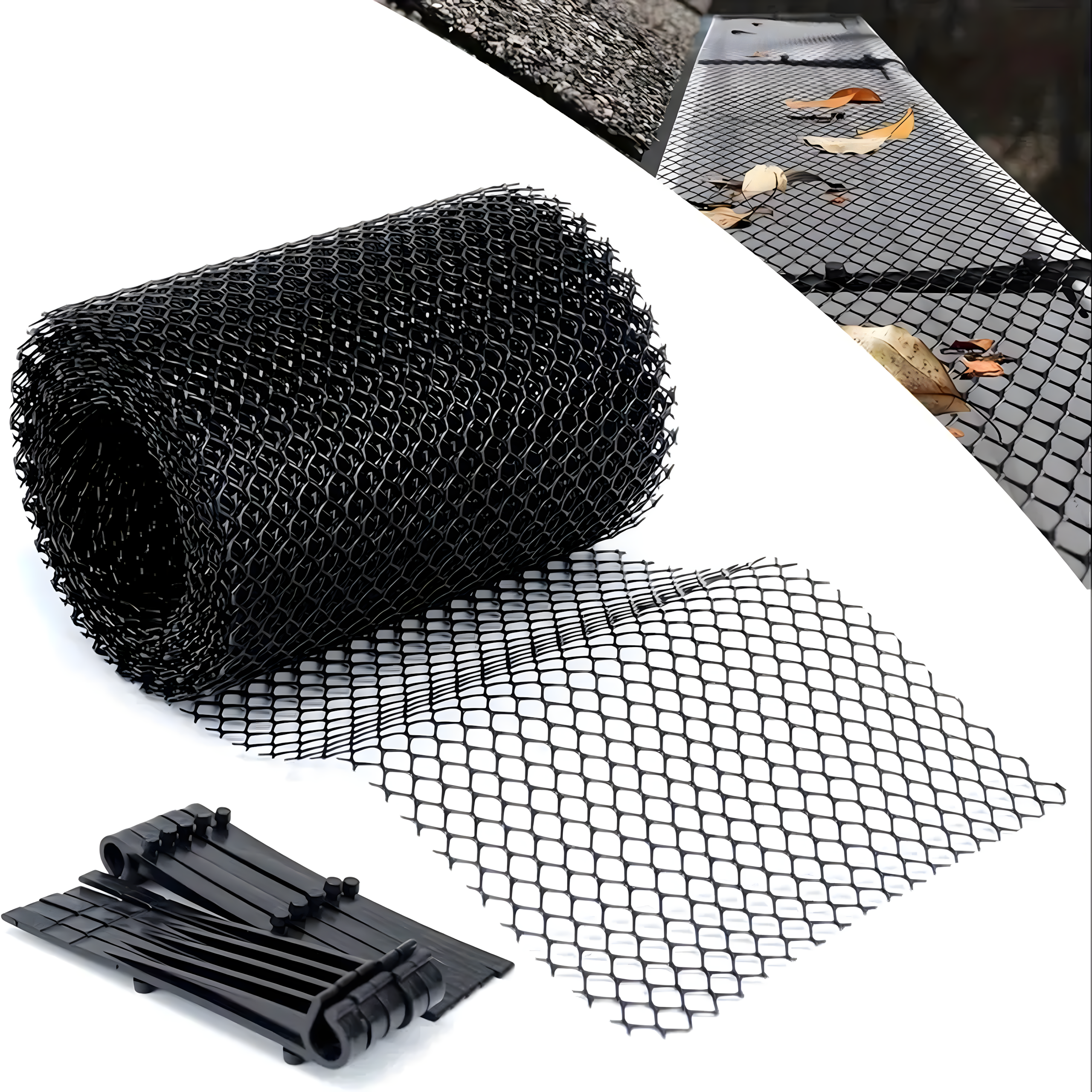 Gutter Leaf and Debris Guard Mesh 0.15x6m with Clips