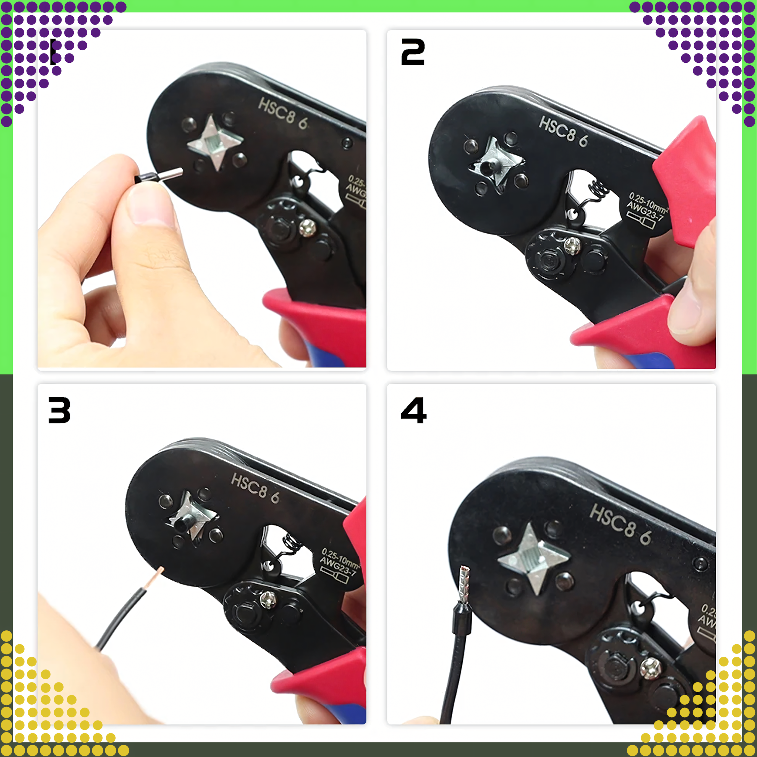 Pressimistangid kaabliotsahülsside jaoks 0.25-10mm²