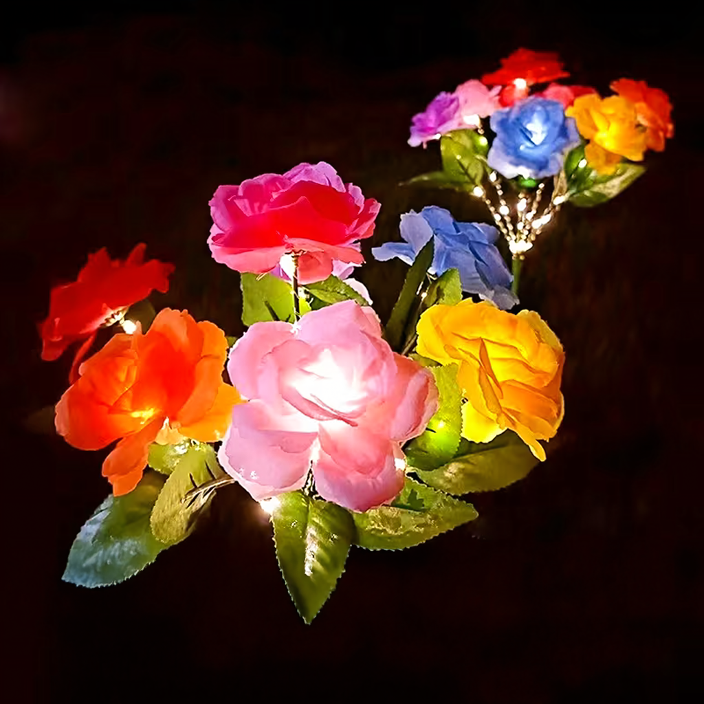 2 x päikesepatareiga aiamaa valgusti lille roosi dekoratsioon LED
