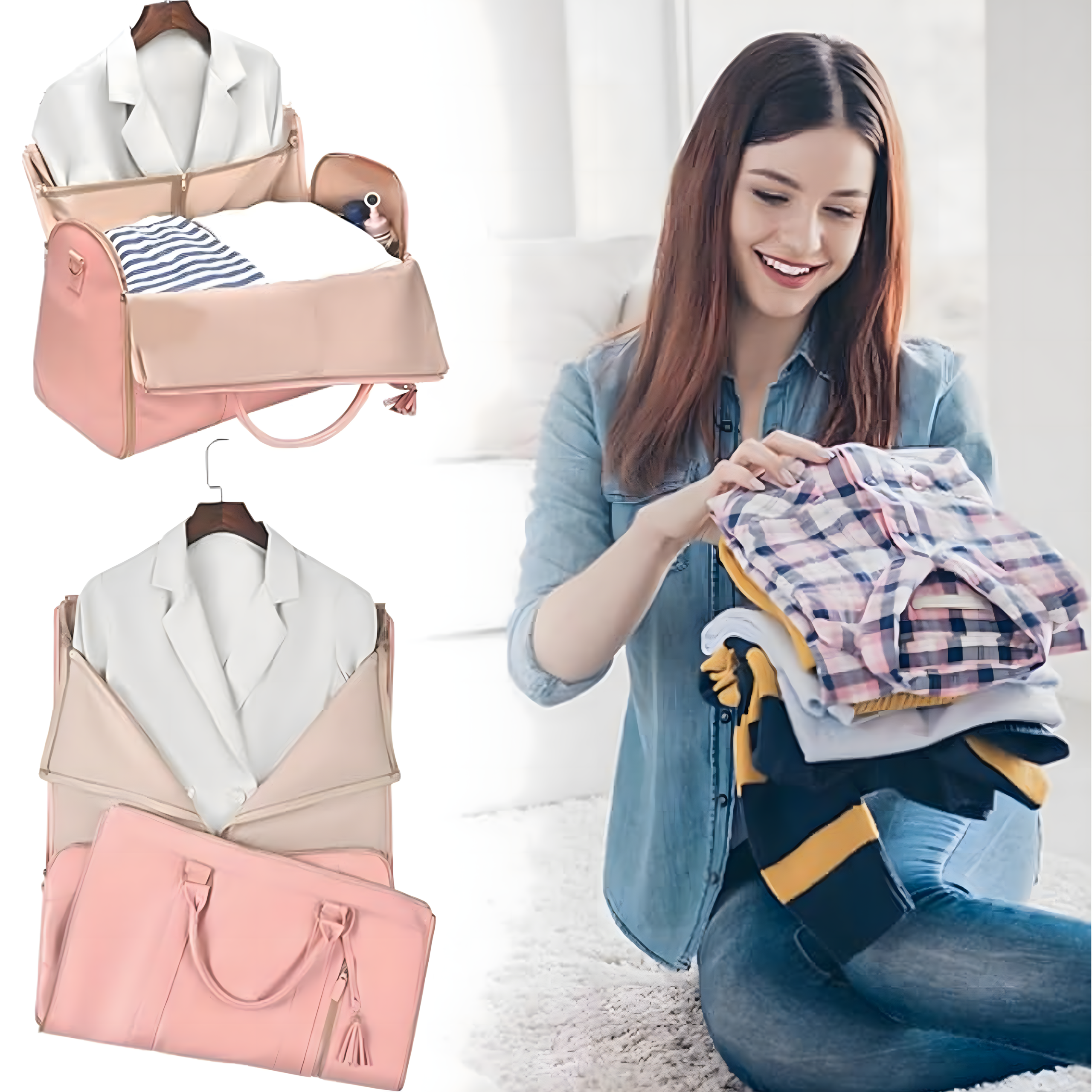 Foldable Elegant Business Travel Bag for Suit Dress 2in1 55L