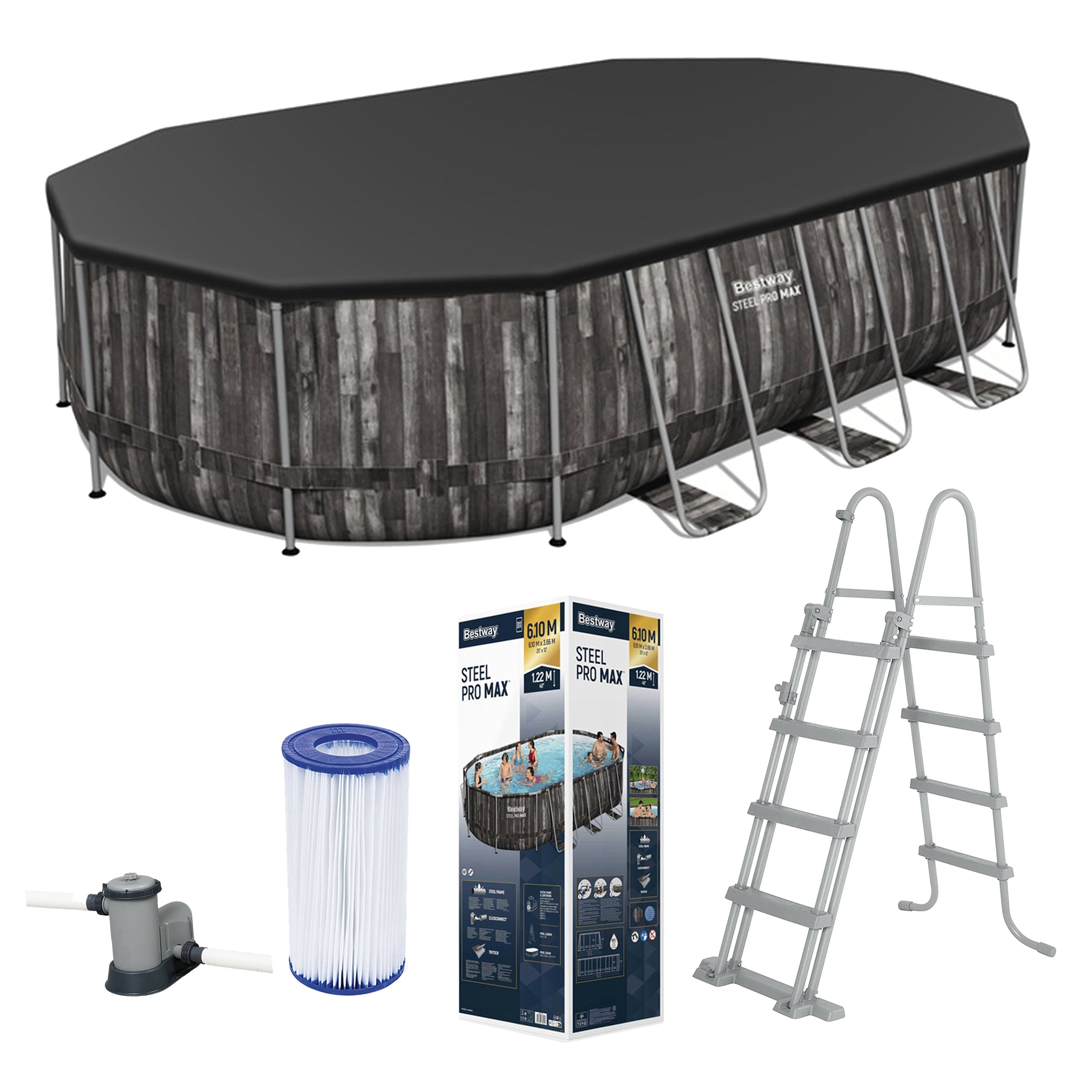 Bestway 5611R Steel Pro ristkülikukujuline aiaraamiga bassein 610x366x122cm