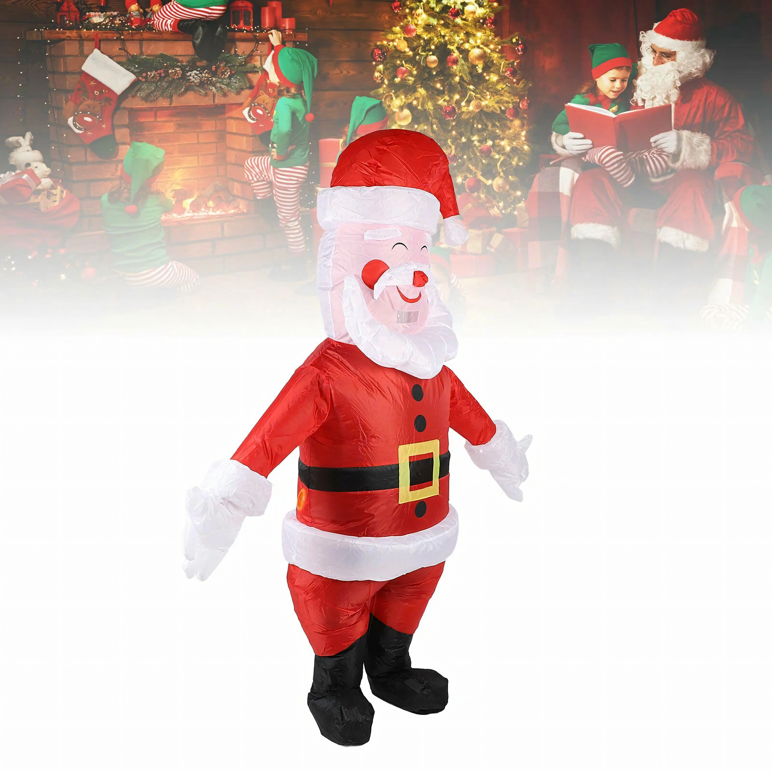 Täispuhutav jõuluvana kostüüm, karnevalikostüüm jõulupeoks, jõuluvana