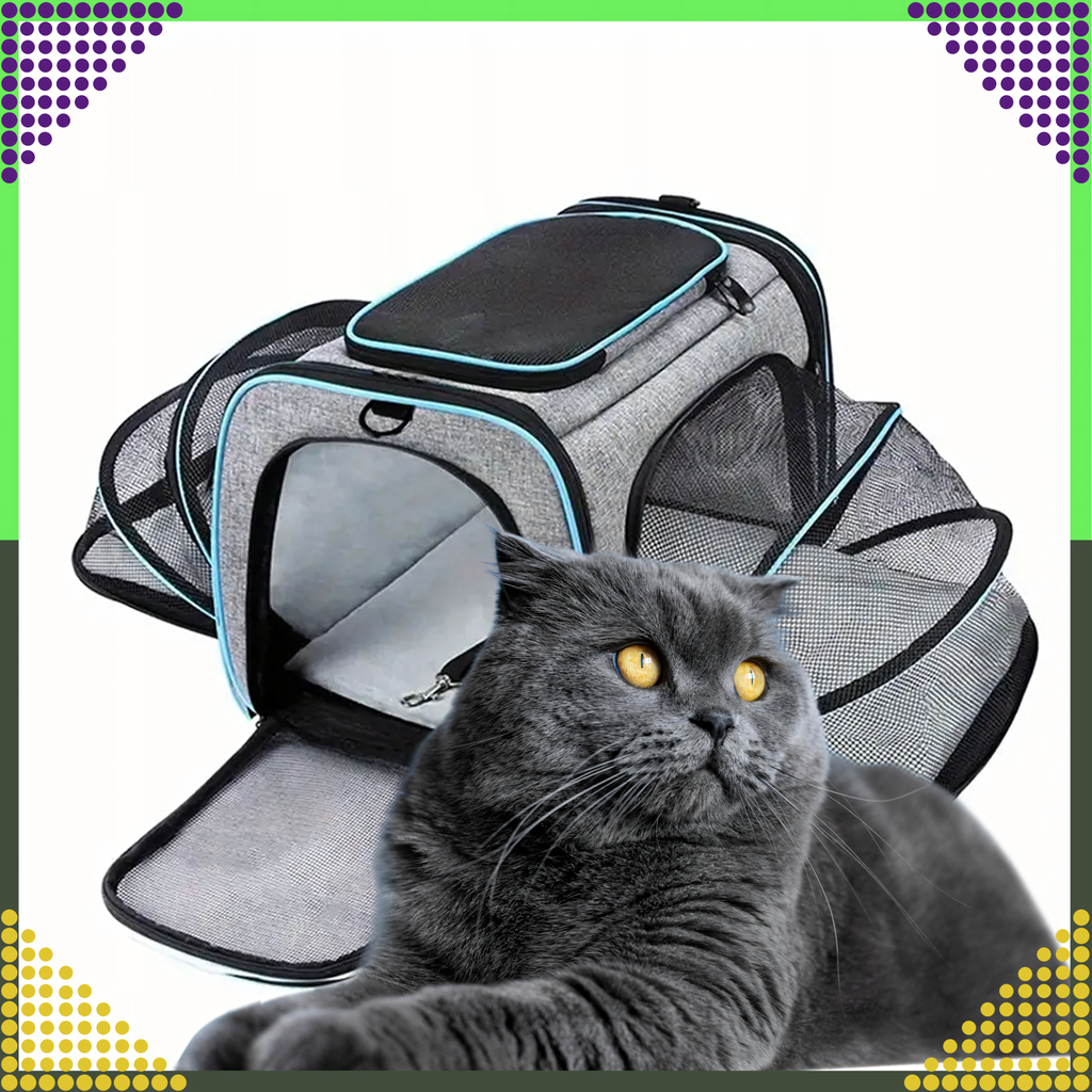 Large Expandable Pet Carrier Bag for Cats and Dogs up to 8kg with Ventilation