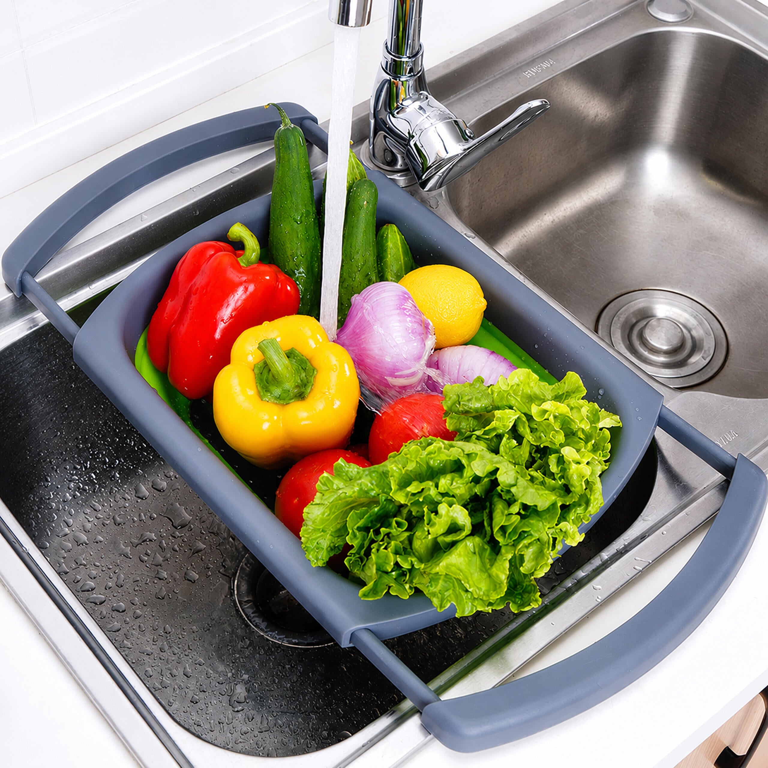 Foldable Silicone Kitchen Colander Drain Rack 61cm