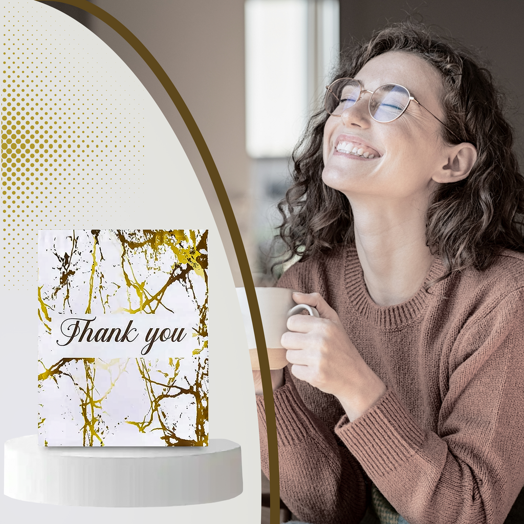 Kullerpolüümbrikud kuldse marmormustriga „Thank You“ 255 × 370 mm, 50 tk RC122-12179