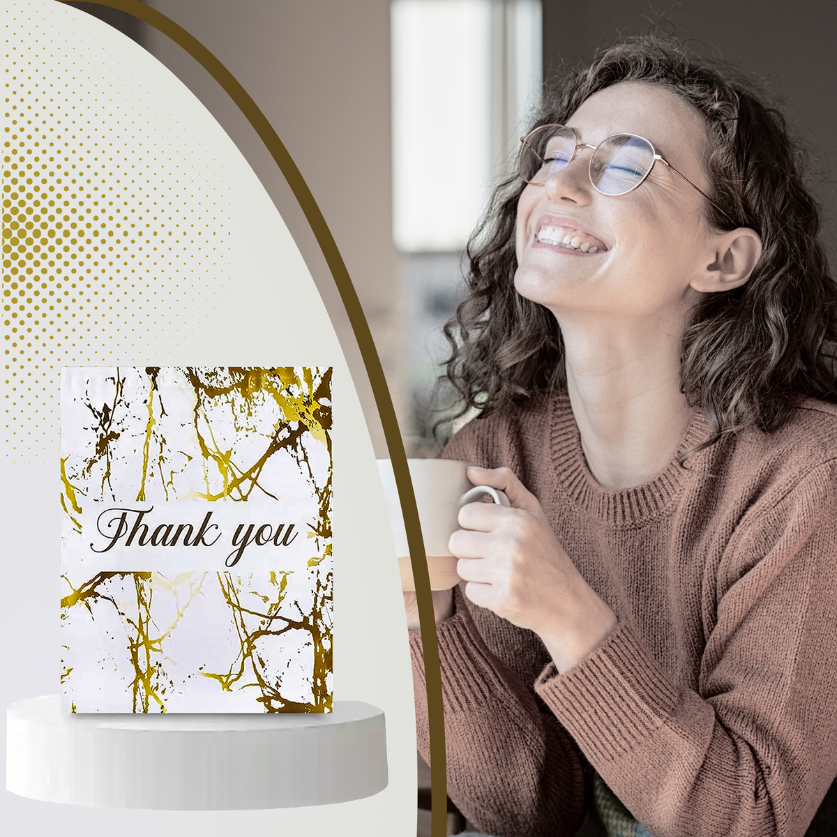 Kullerpolüümbrikud kuldse marmormustriga „Thank You“ 255 × 370 mm, 50 tk RC122-12179