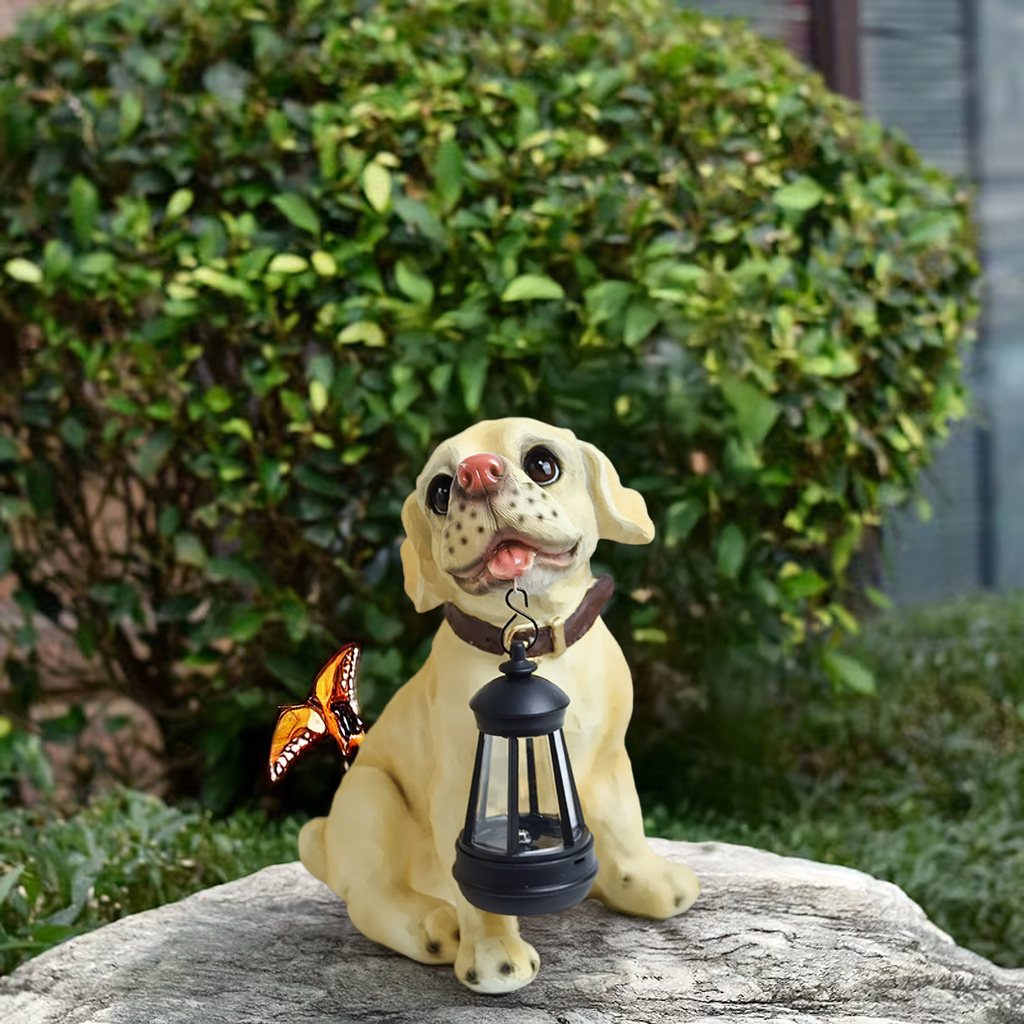 Decorative Solar Garden Lamp with LED Lantern Dog Design