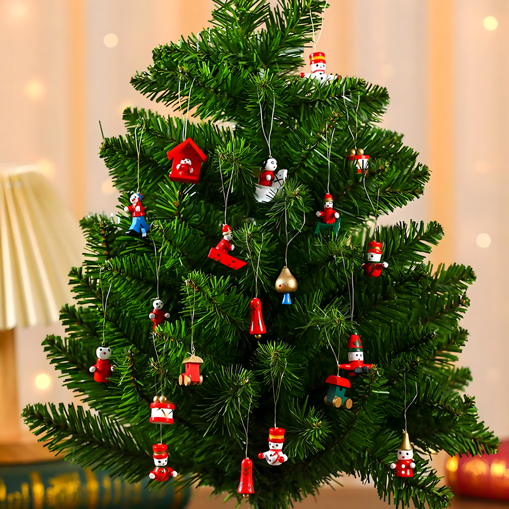 Puidust jõulukuulid ripatsid jõulupuu kaunistused 10 tk