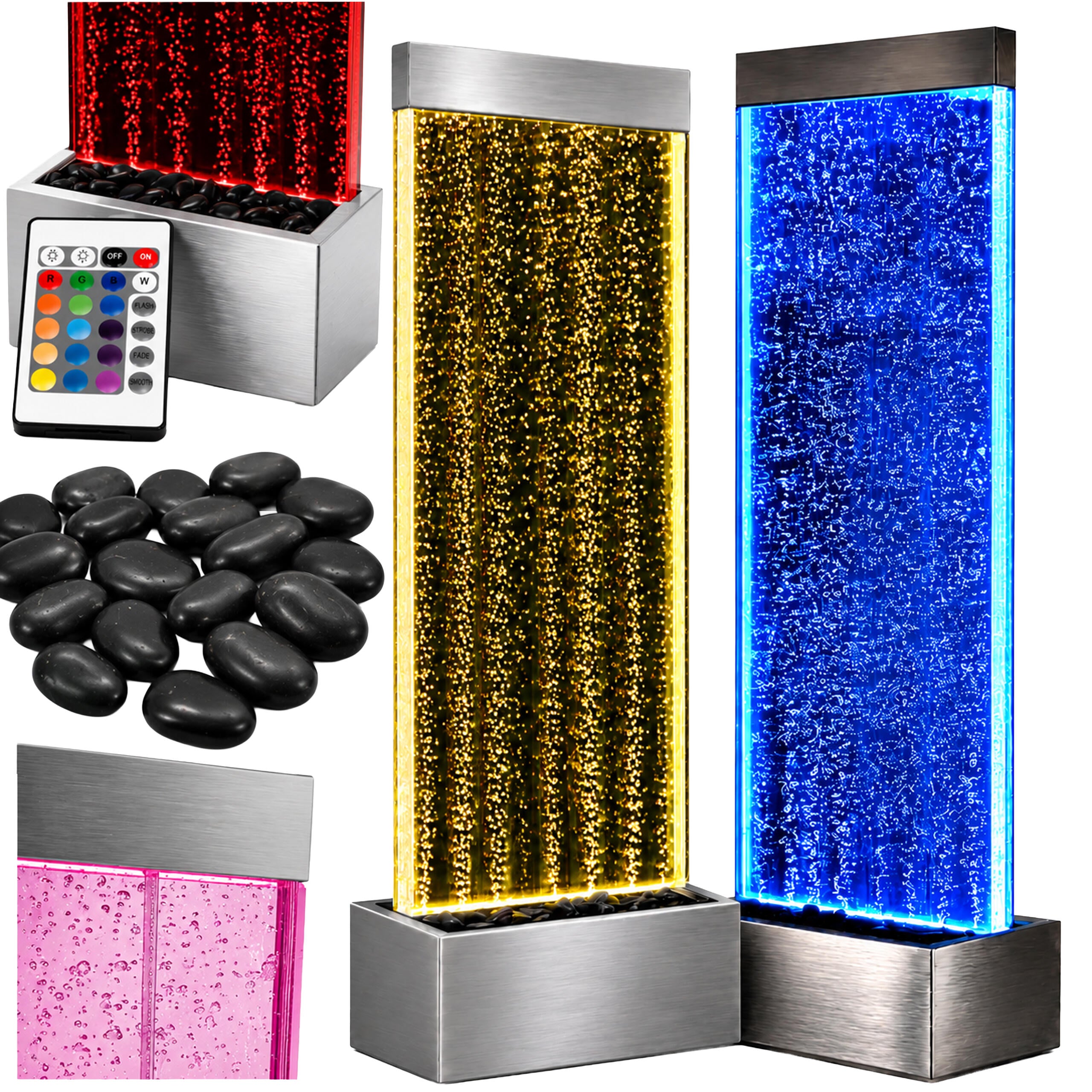 Freestanding Water Bubble Wall Fountain LED RGB 183x50.5x28cm