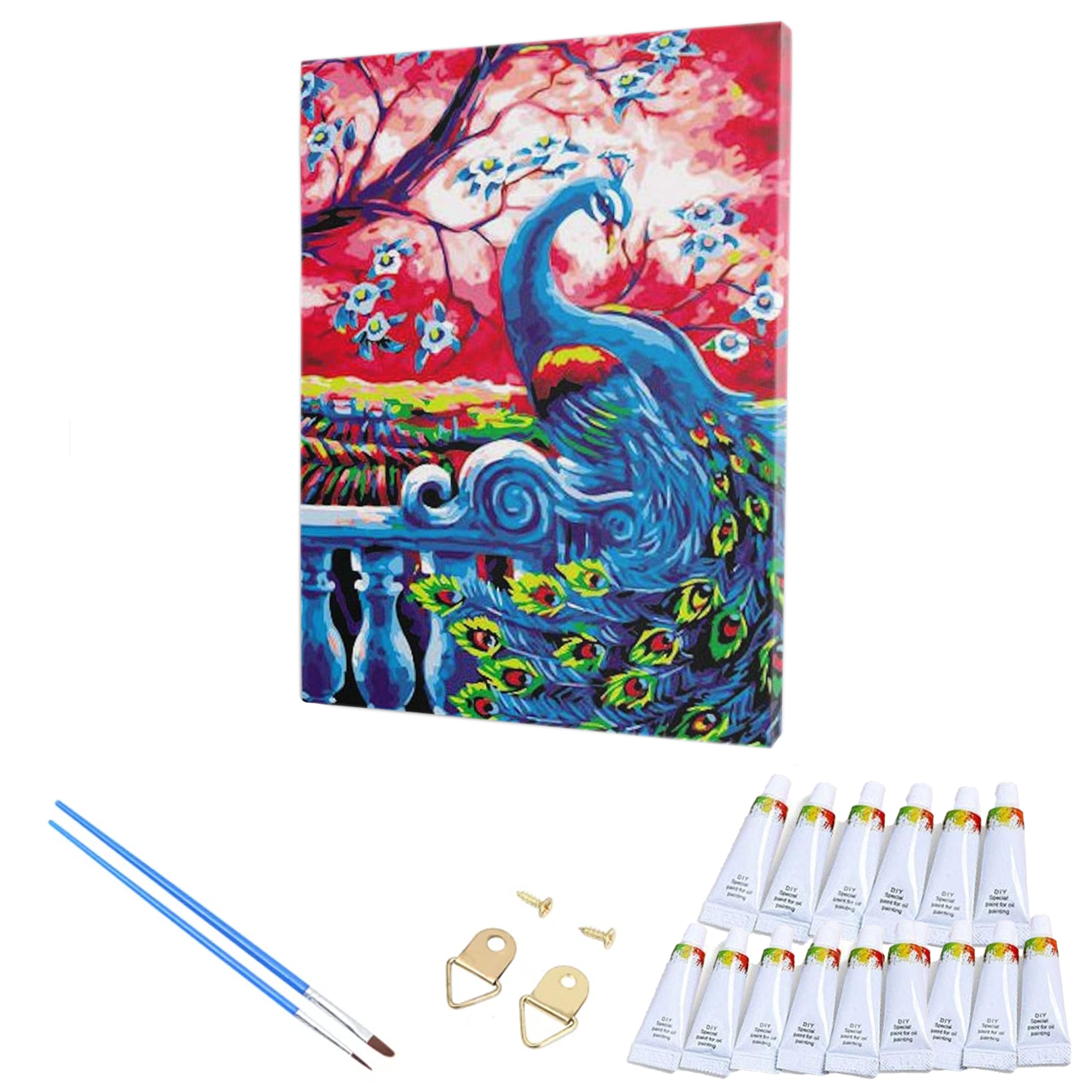 Numbrite järgi maalimise lõuend raamiga, isetegemise komplekt, pintslid, värvid 30x40