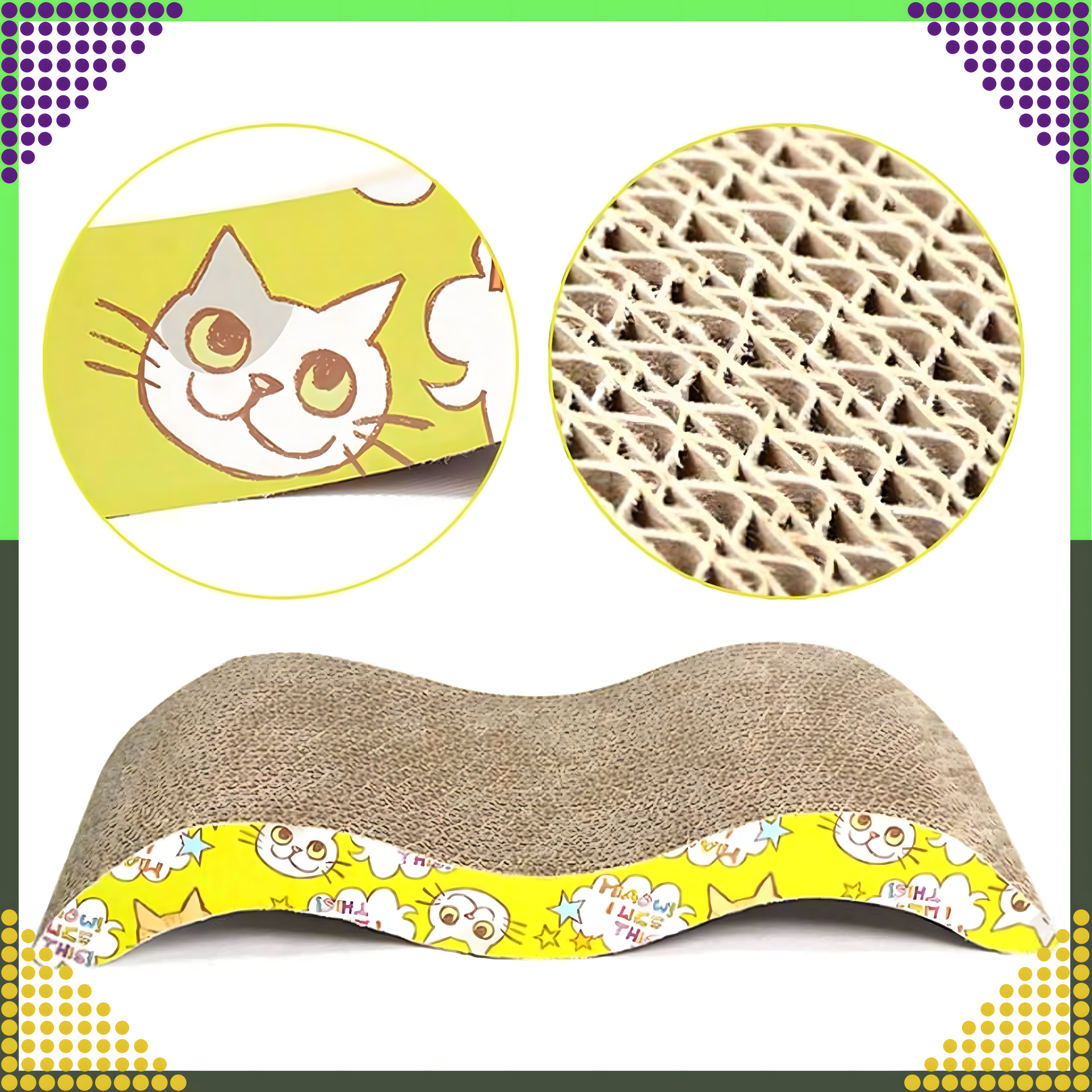 Kasside kraapimisalus pappist voodi lamamistool laine öko kraapimismatt suur