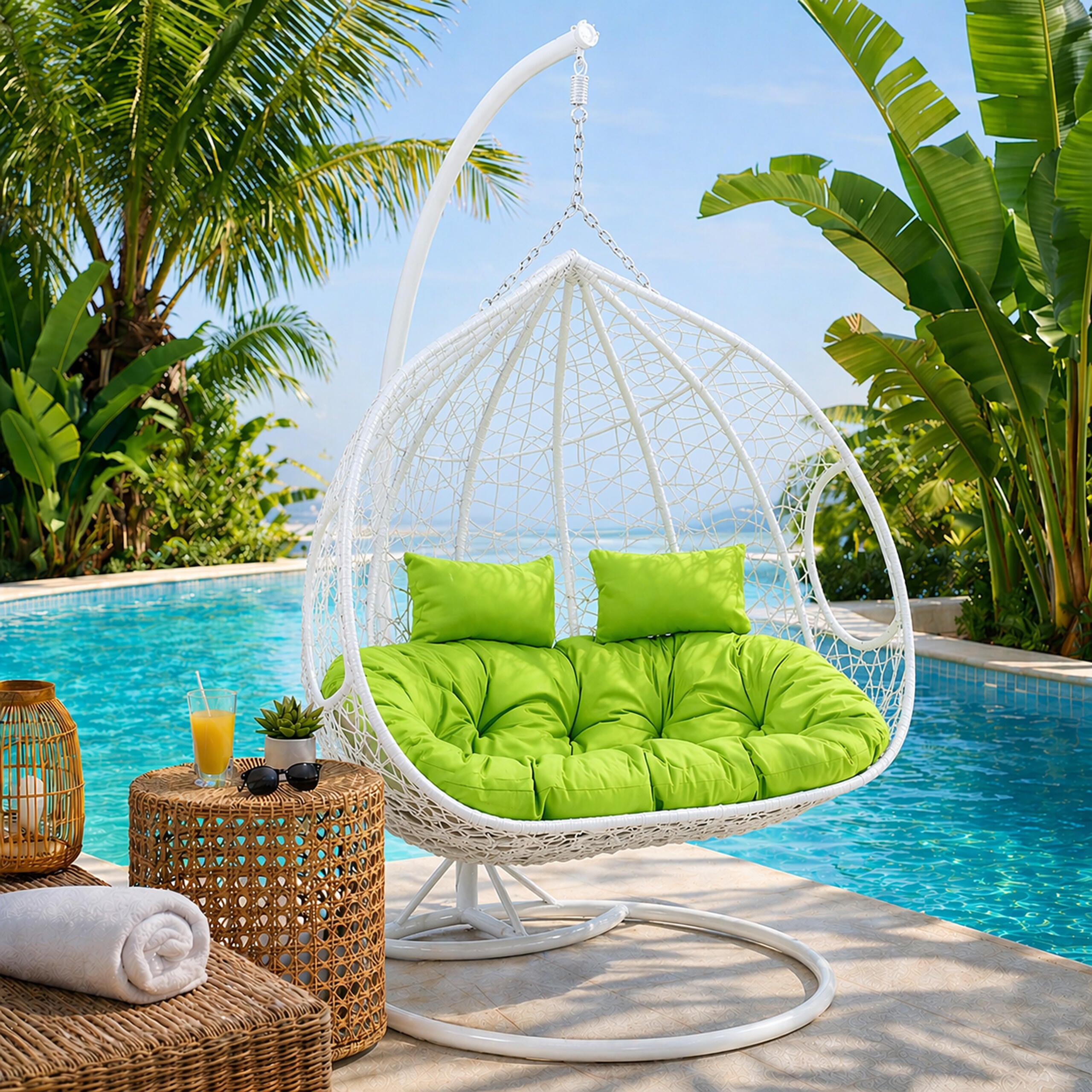 Double Hanging Cocoon Chair Swing Basket 200kg White